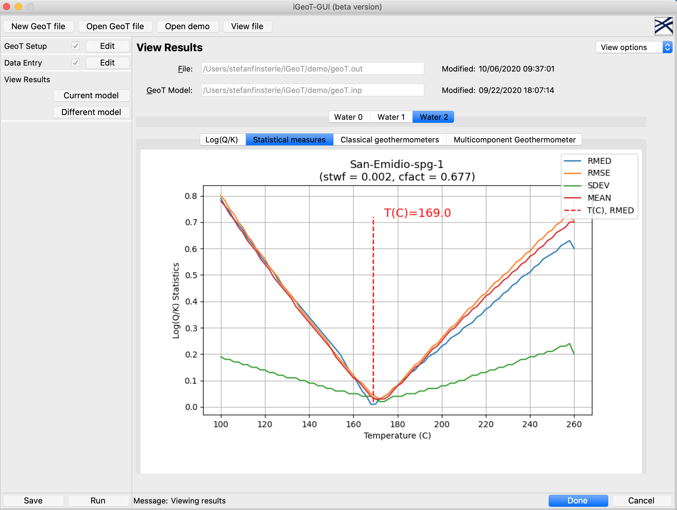 iGeoT-GUI Results Screen: Performance Mertrics