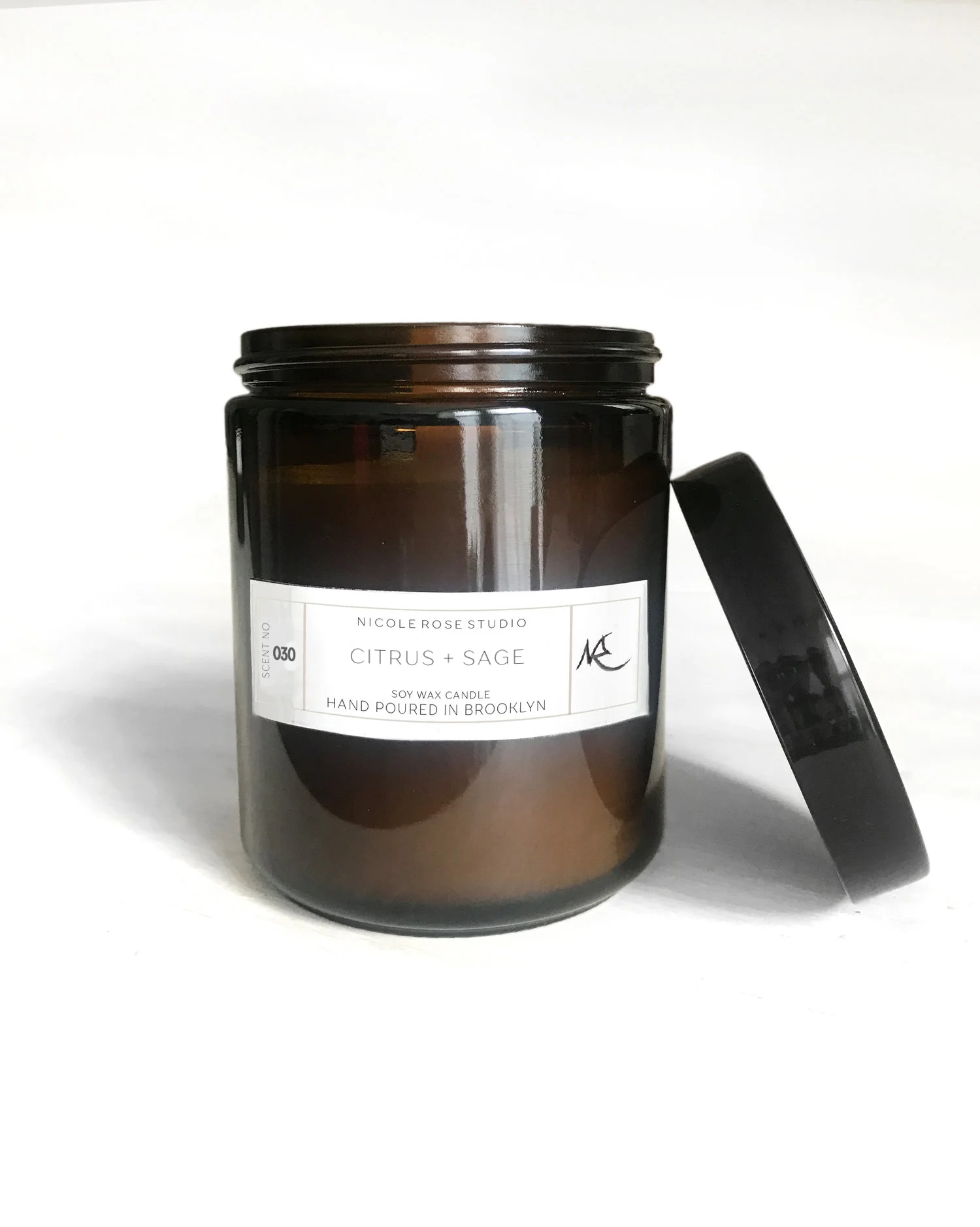 Nicole Rose Studio Citrus + Sage Soy Wax Candle Gift Natural