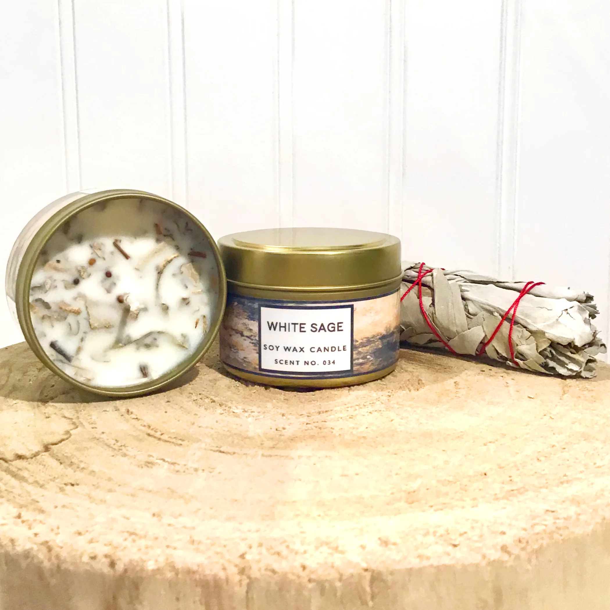 Nicole Rose Studio White Sage Ritual Soy Wax Candle Travel Tin