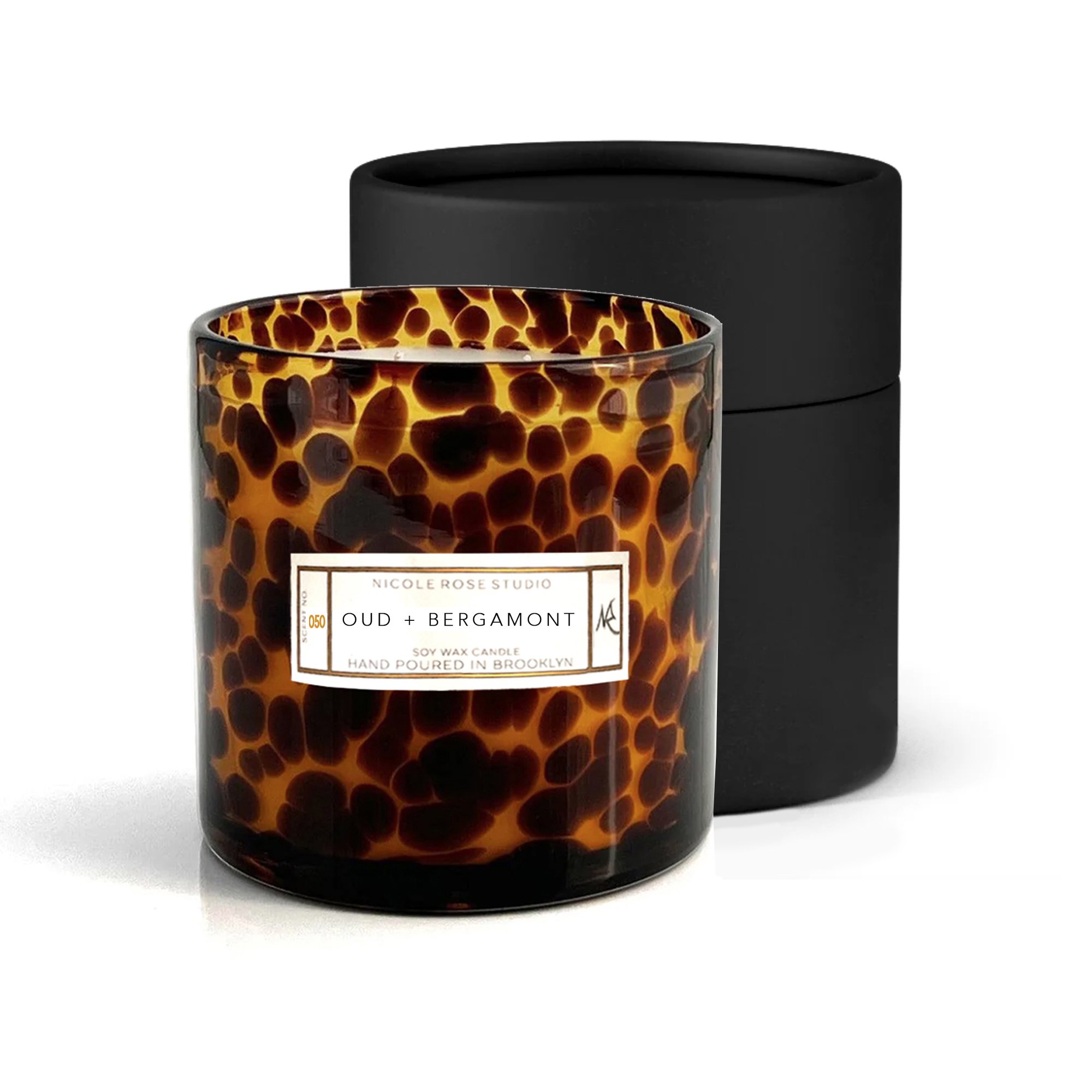 Oud + Bergamot Cheetah Glass Soy Wax Candle and Box.jpg