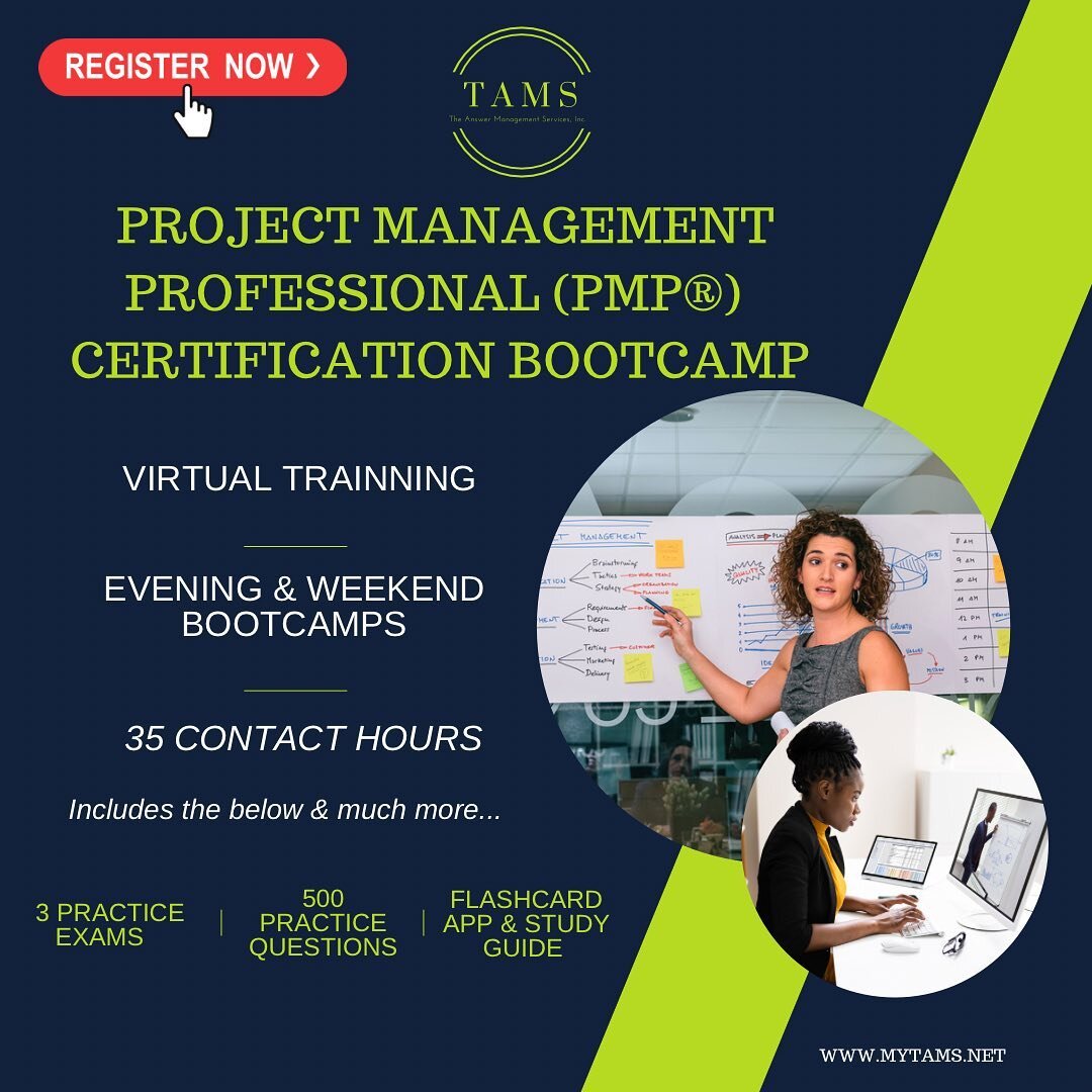 Who&rsquo;s getting their #pmpcertification this year? 👋🏾👋🏾Our #pmpprep course will help you get ready 🔊 Last call for early bird special - Register with the link in the bio!
#pmpbootcamp #pmpcertification #pminternational #pmi #tams #projectman