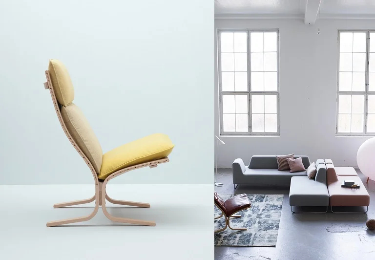Siesta: Et av LK Hjelles ikoniske møbler. Designet i 1965 av Ingmar Relling Vakker fra alle kanter: Sofaen Ugo, formgitt av det norske designsamarbeidet Norway Says Innfelt i toppbildet: Dag Hjelle, nåværende daglig leder.