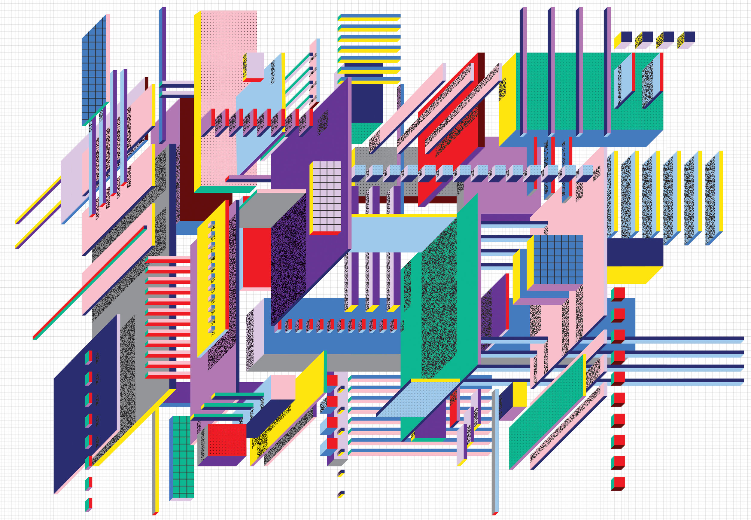 "Color City is a graphic made to reflect that a 2-D surface does not necessarily need to be flat. It argues that every plain wall can be constructed into a world of its own, it's meant to trigger imagination and creativity. I have lived in Beijing for 3 years and I love the city very much. But esspecially in the winter the sea of buildings with empty walls are grey, cold and dark. The colors used are to bring back fun&positivity onto the greyness of Beijing."