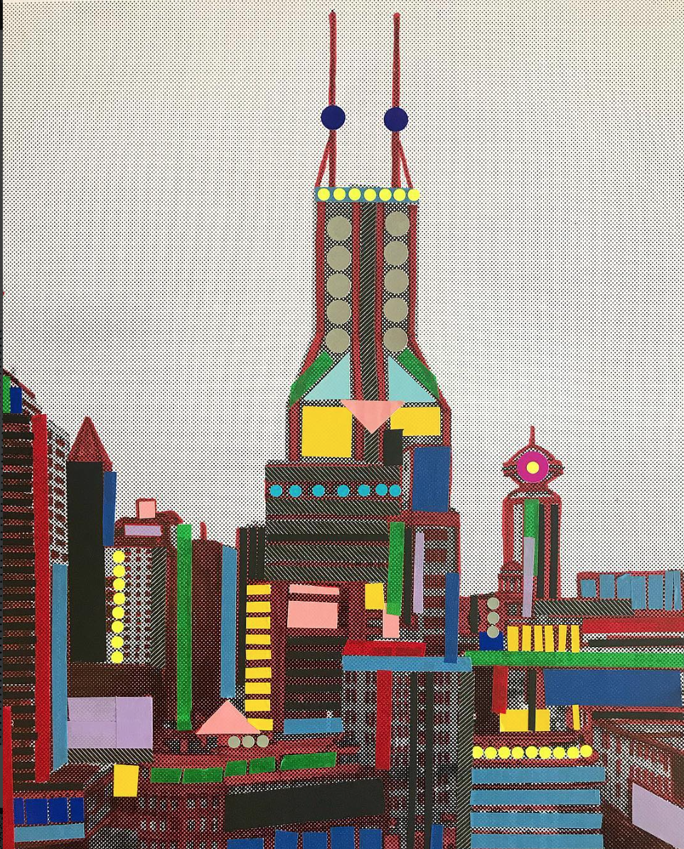 Shanghai shapes tape collage A3
