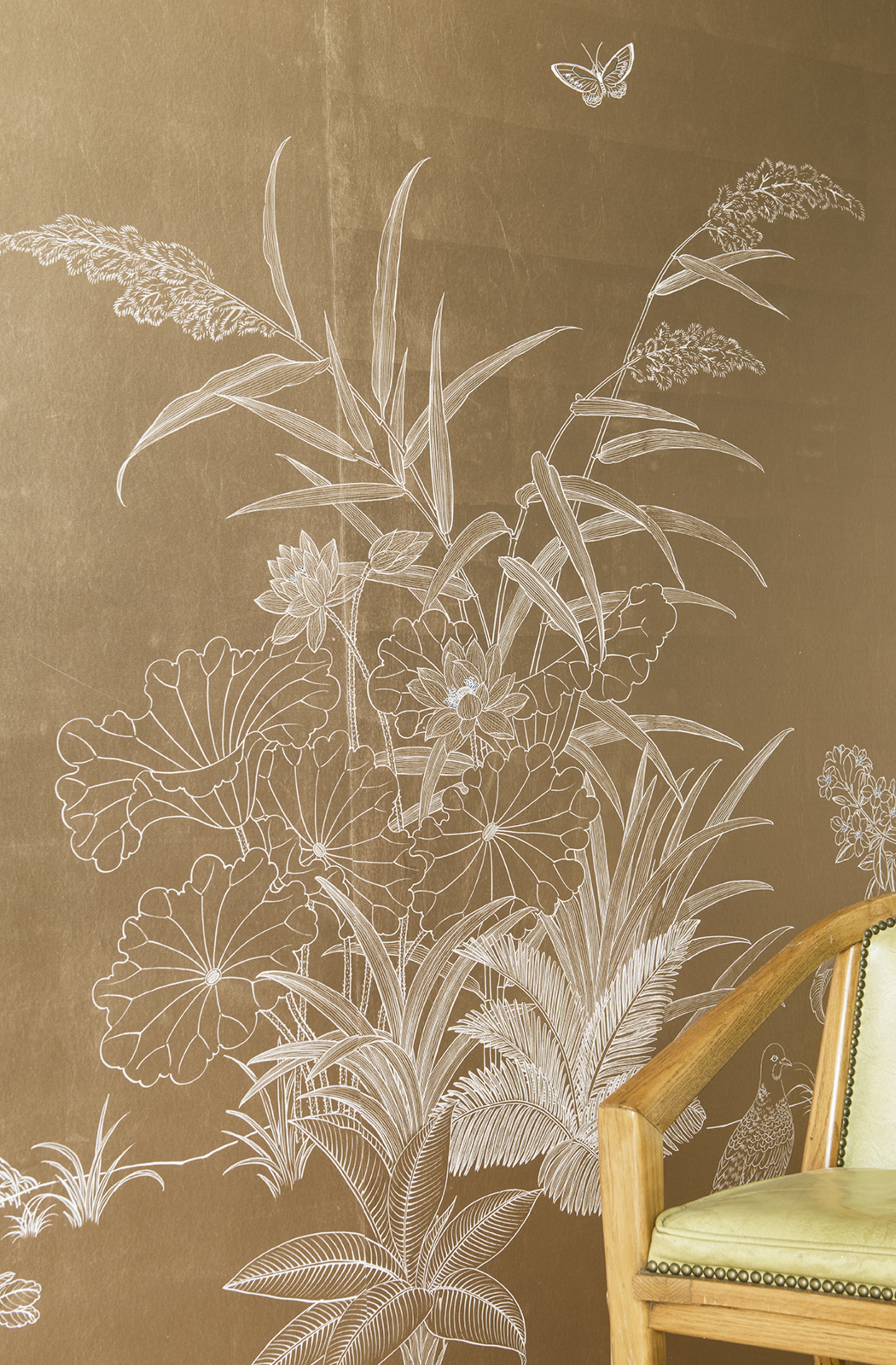 Contemporary wallpaper  ANSU  Fromental  silk  chinoiserie  handmade