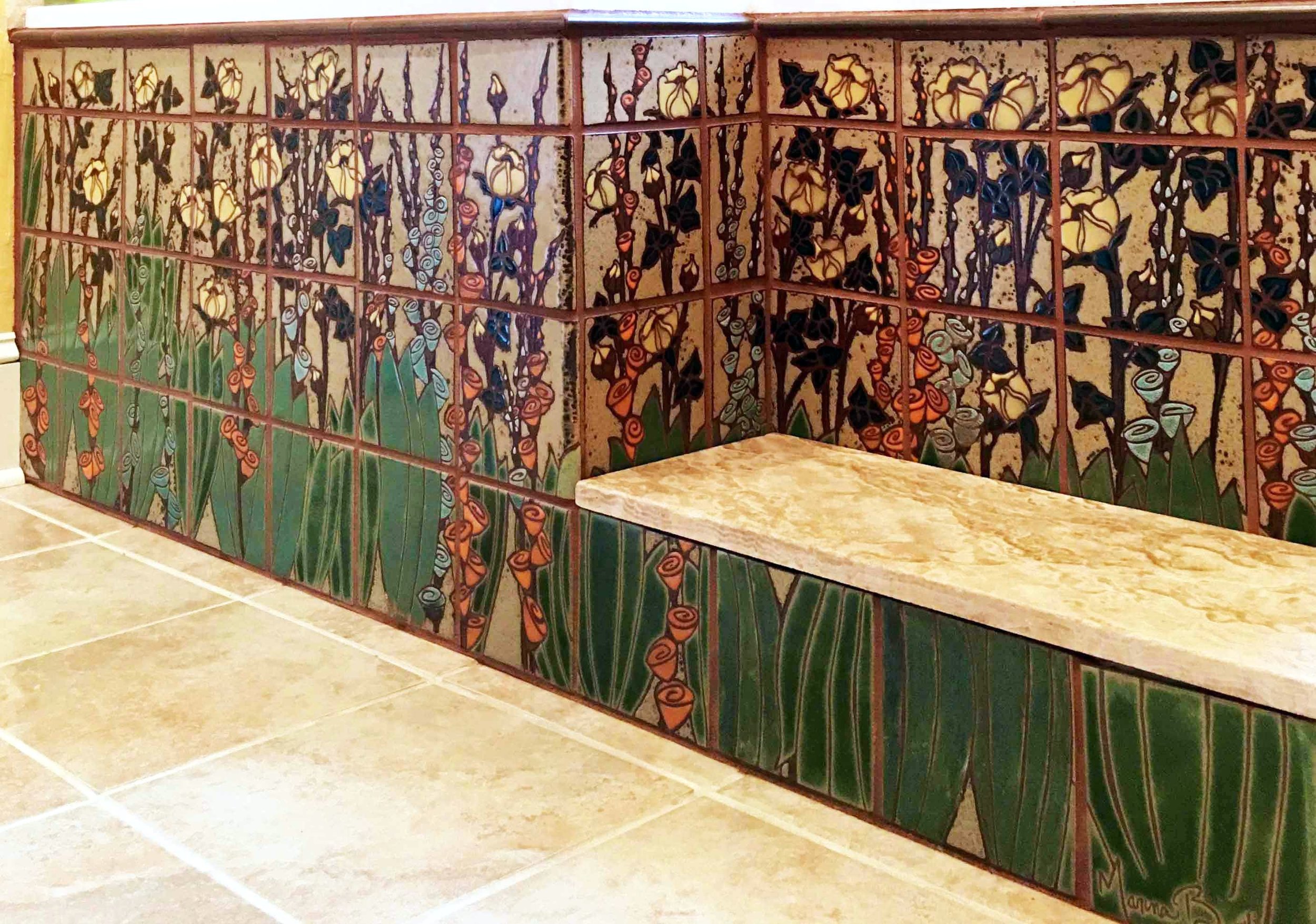 Bosetti Art Tile, Art Nouveau Ceramic Tile Mural