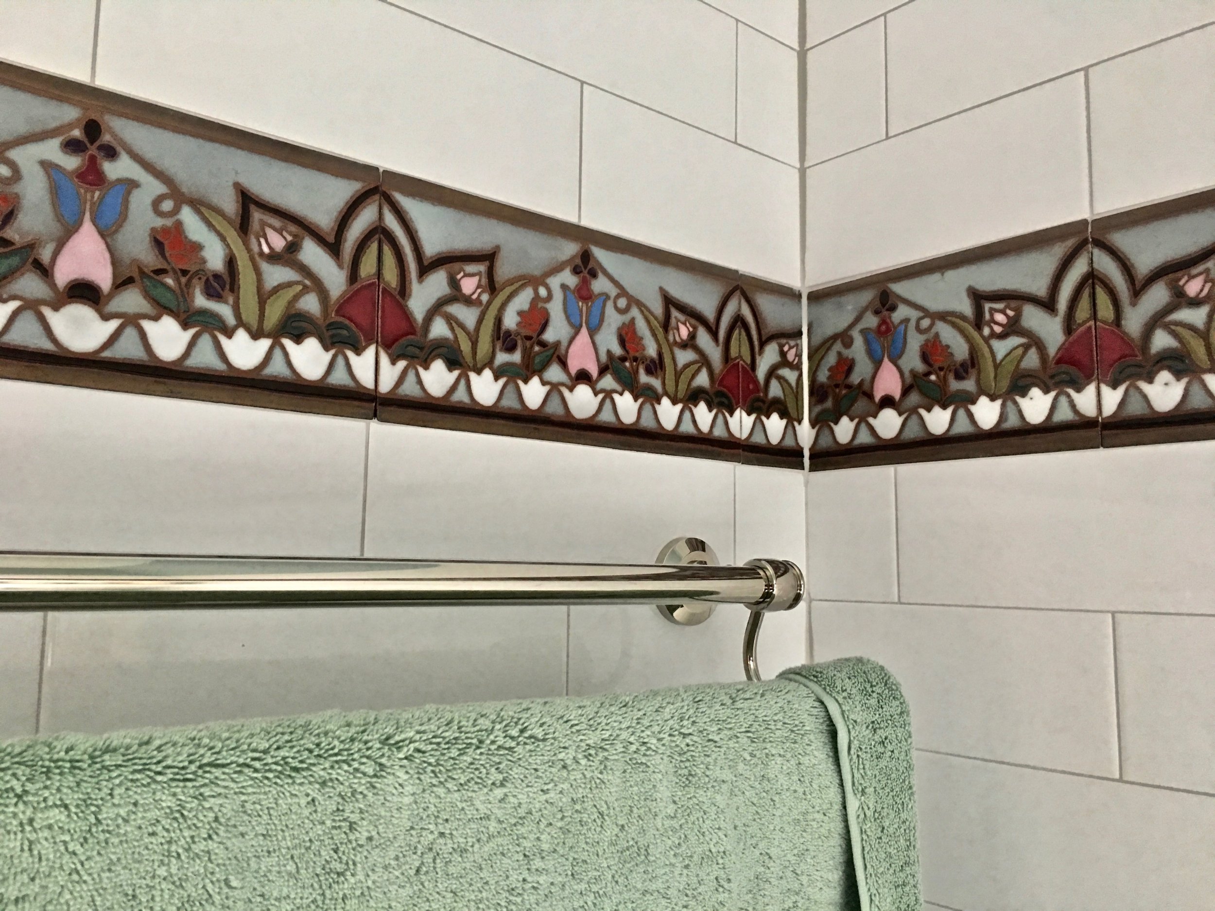 Art Nouveau Ceramic Mural Backsplash Bar Tile #636 