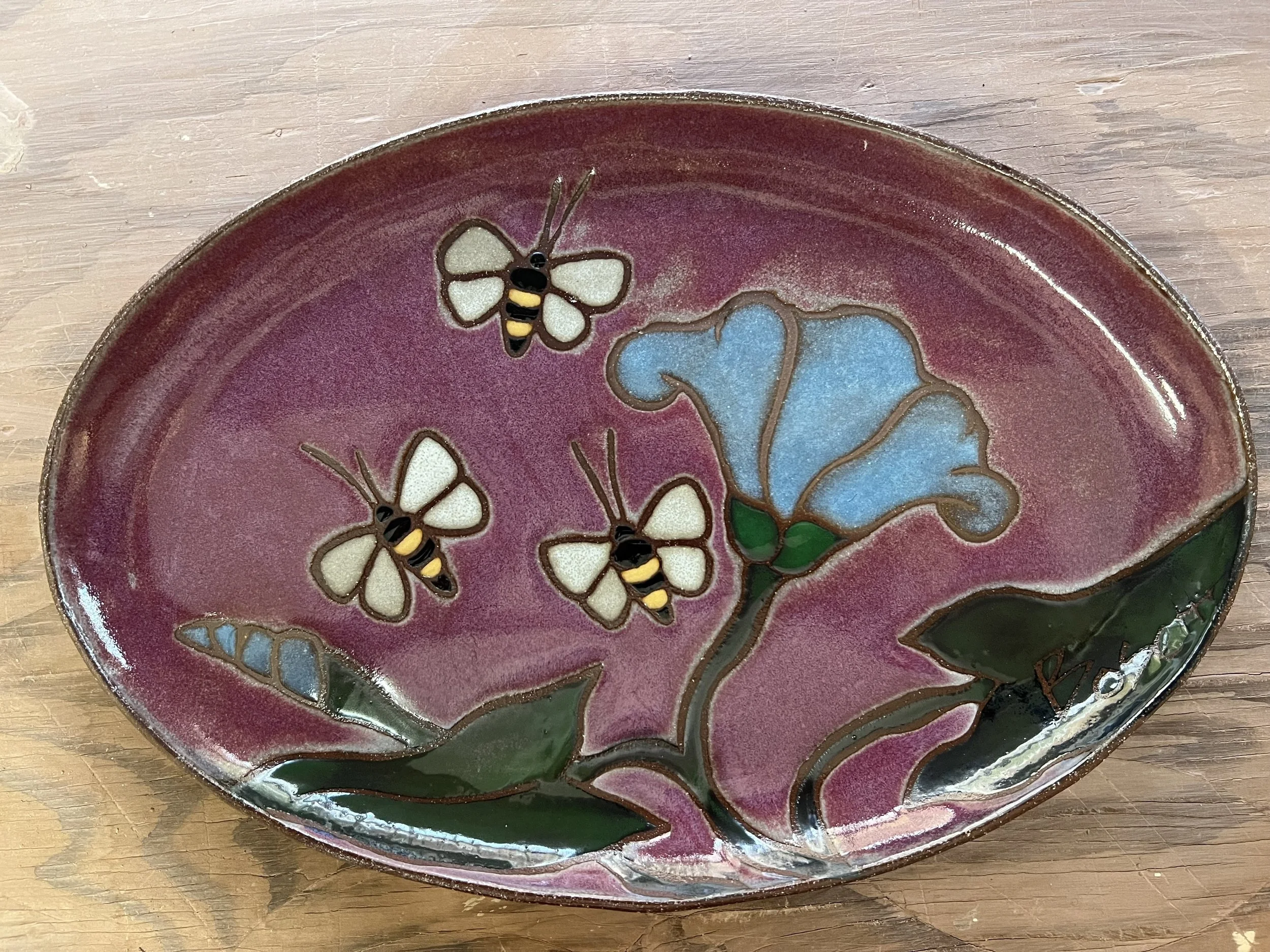 Morning Glory and Bee Plate
