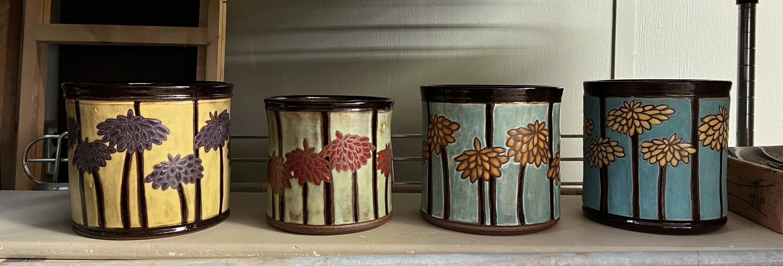 Utensil Jars with Zinnias