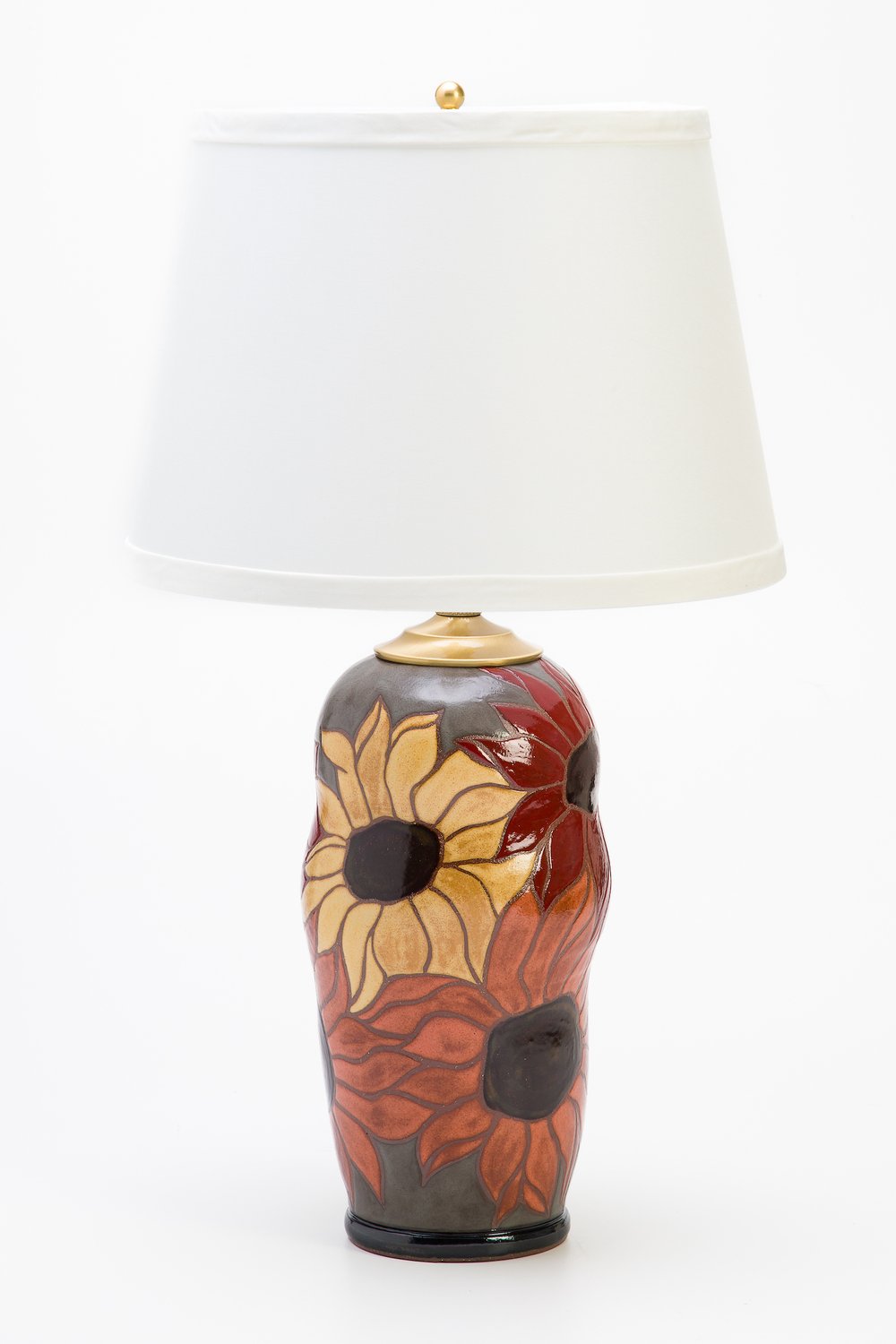 Red, Yellow, Orange Sunflower Table Lamp