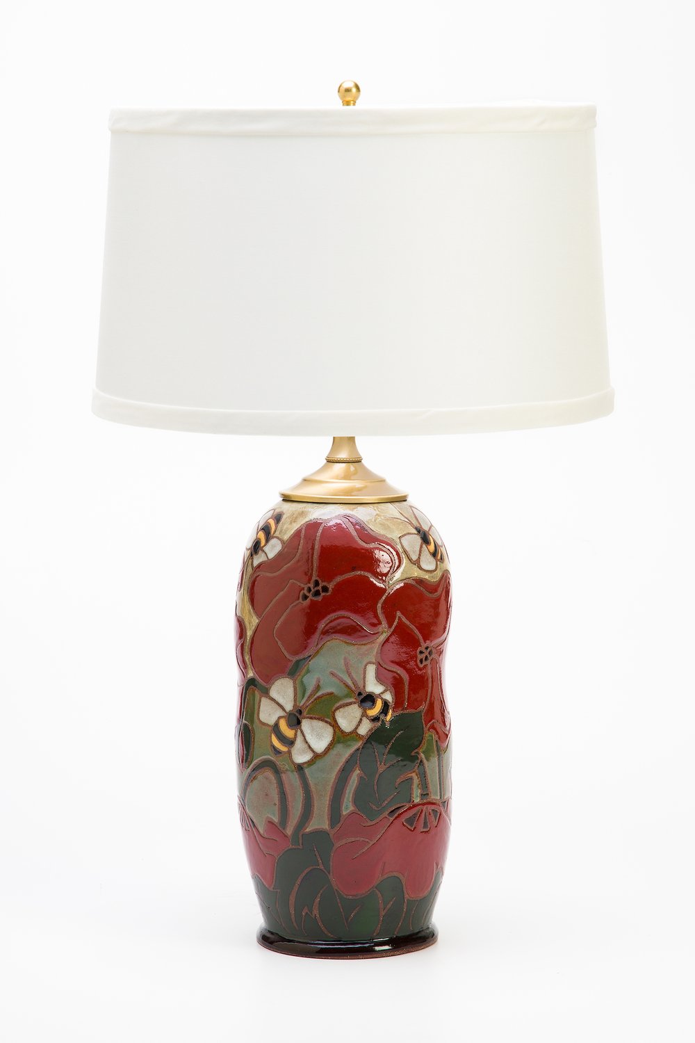 Sweet Bee and Red Poppy Table Lamp