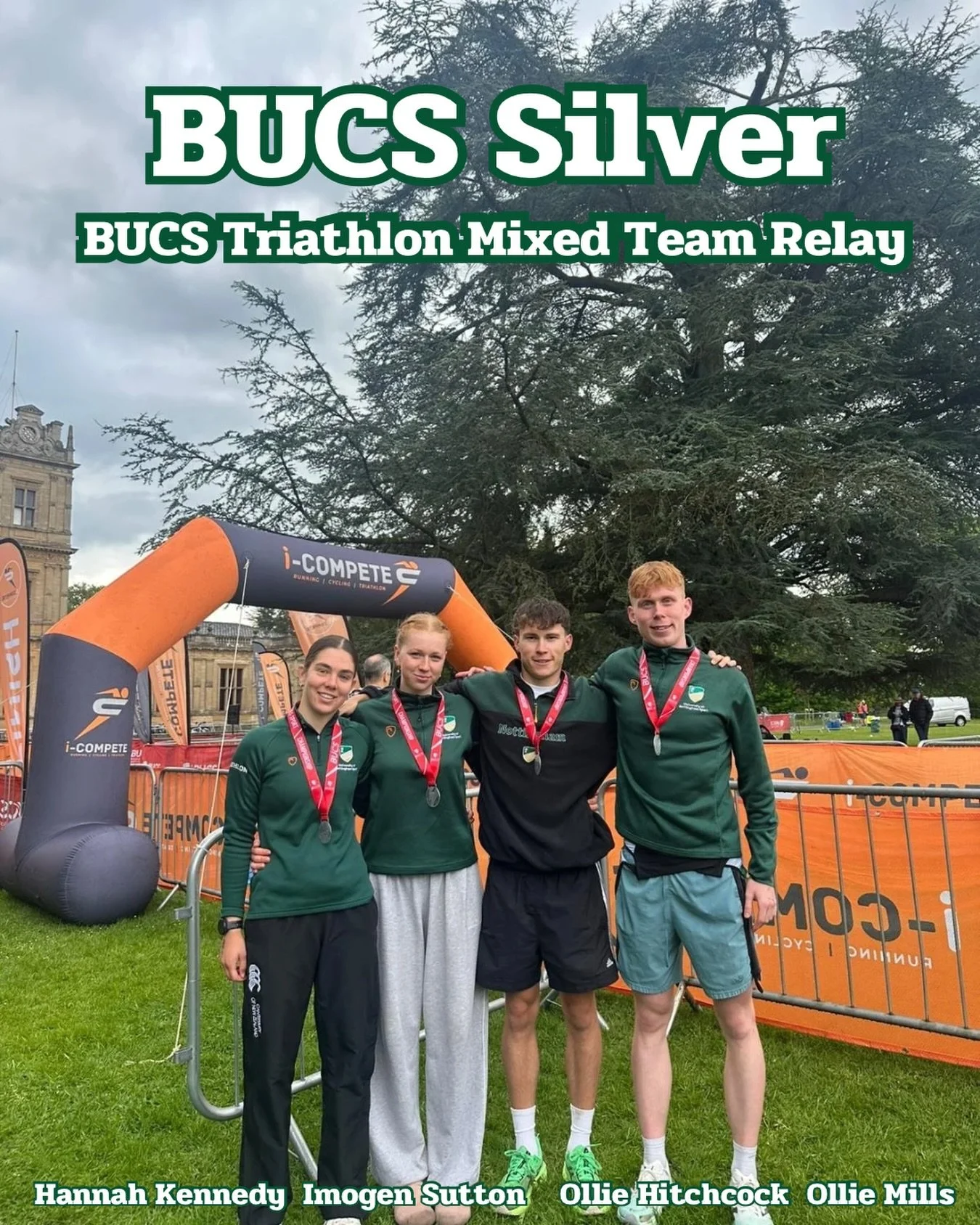 BUCS SILVER

A superb effort from the team retained our 2nd place in BUCS triathlon mixed team relay - a race consisting of back to back mini triathlons!

#bleedgreenandgold 

#triathlon #swimbikerun #uonsport