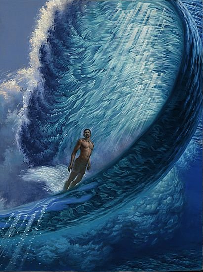 Surfer and wave by Phil Roberts