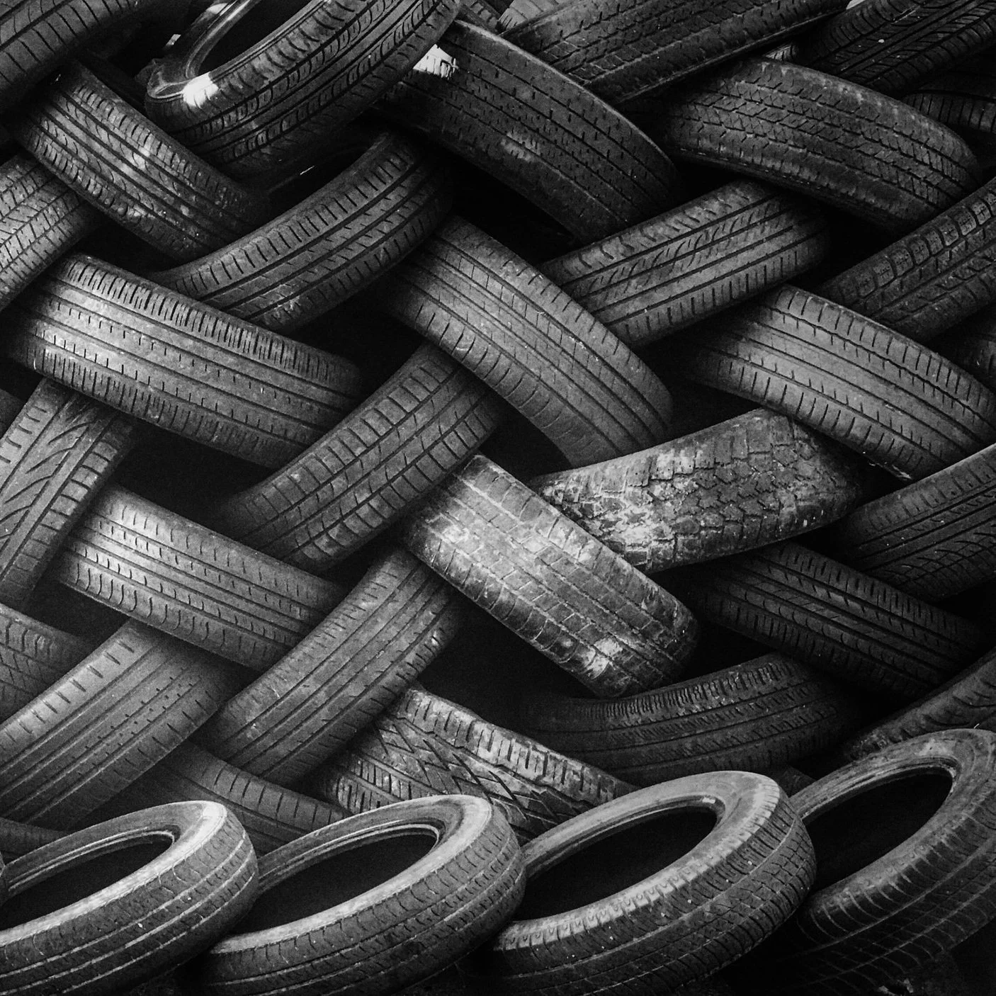 Black and white tire stack pattern