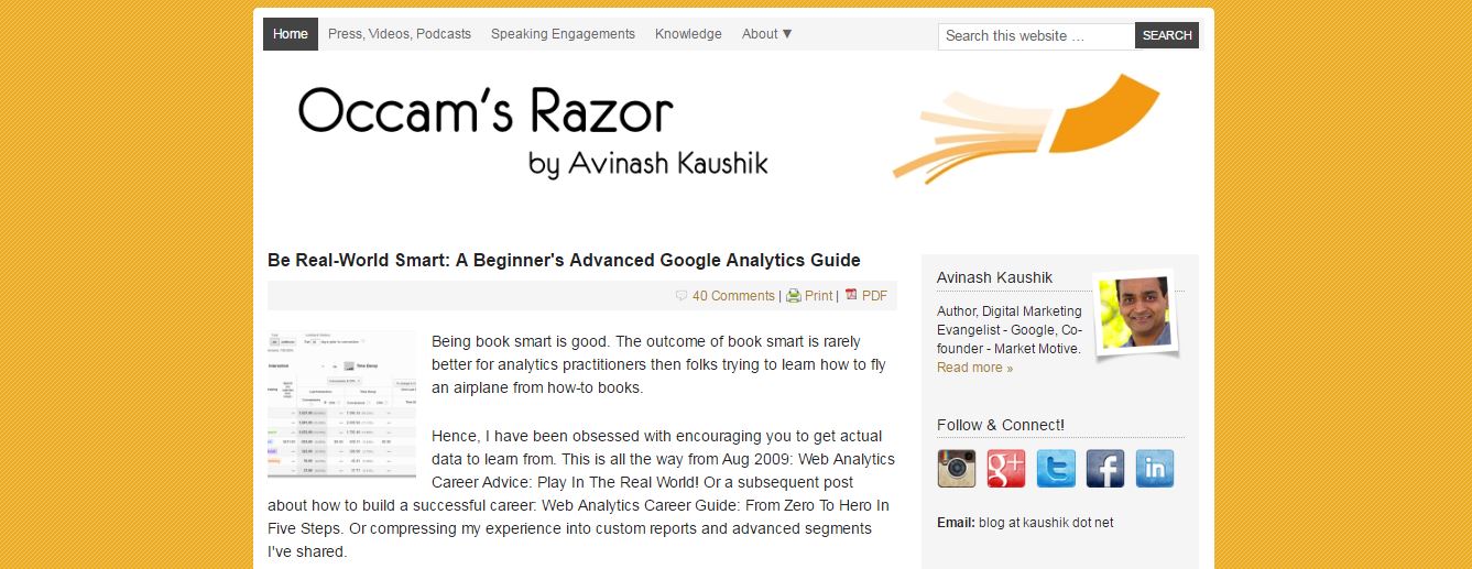 Occam's Razor by Avinash Kaushik
