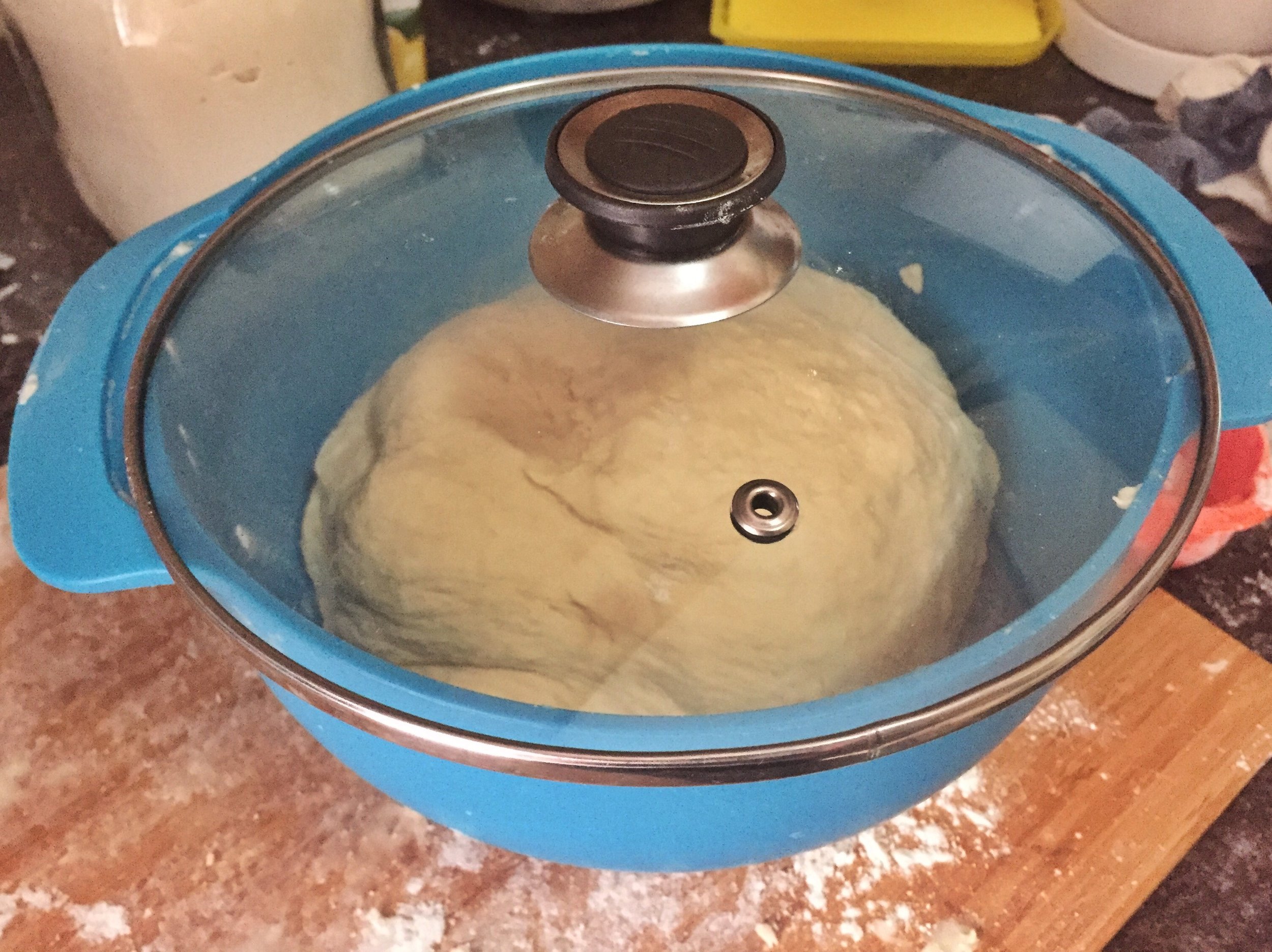 Dough left to rise