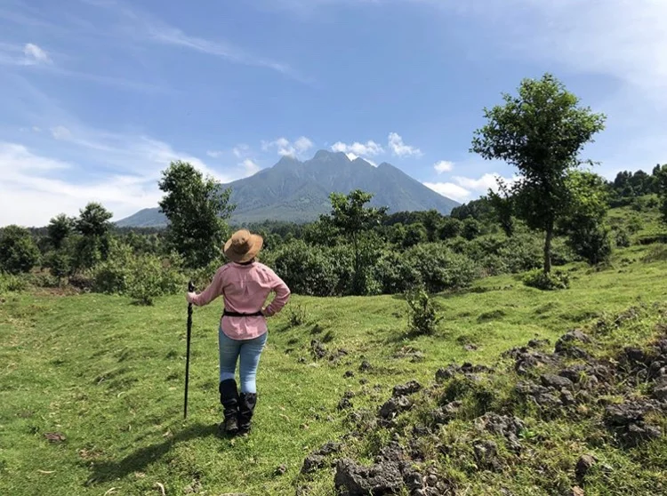 Hiker at Parc Nationals des Volcans. Photo from Lily Crandall.