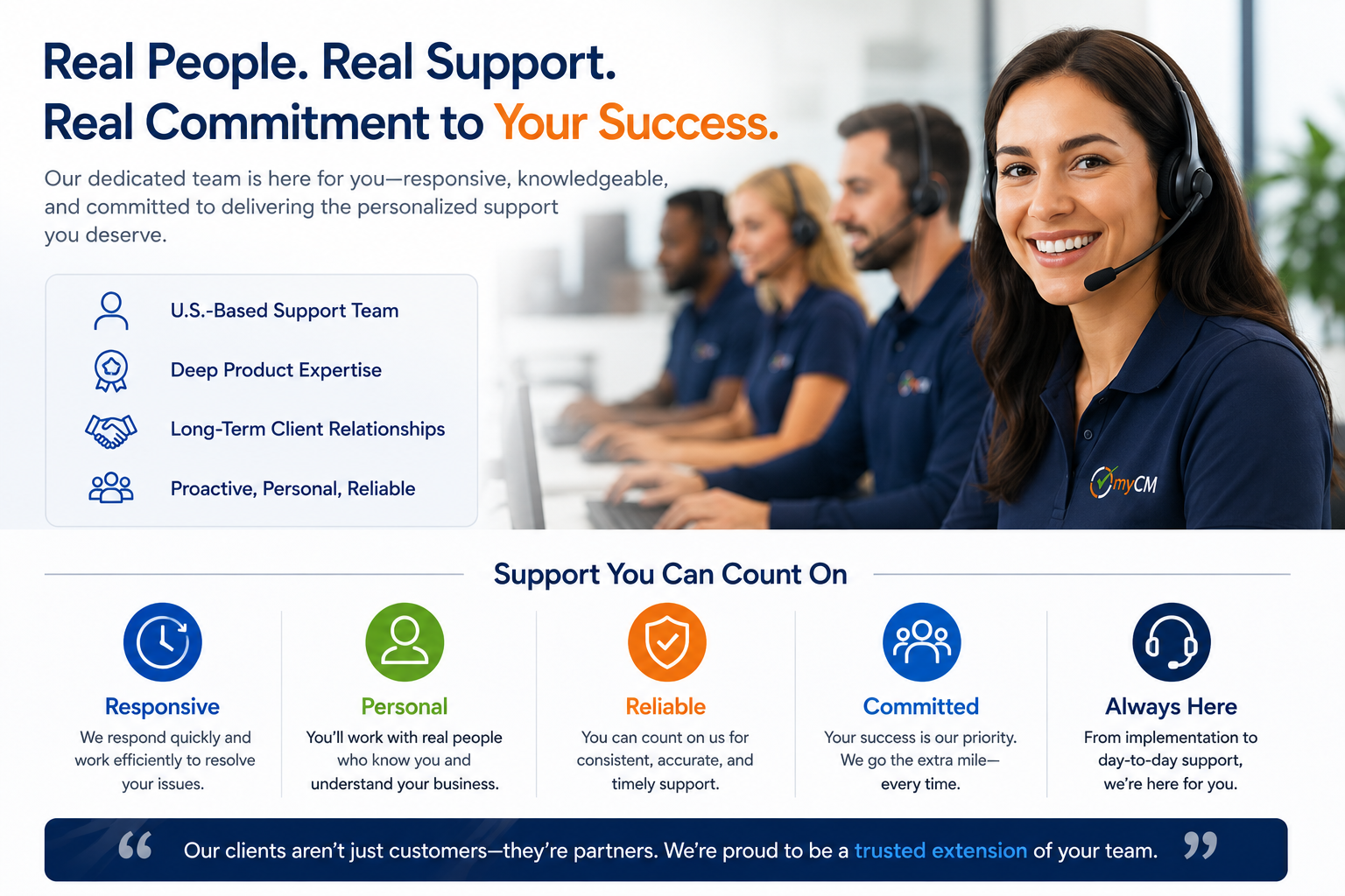 U.S.-based customer support team for enterprise audit, compliance, and workflow management software with personalized client service