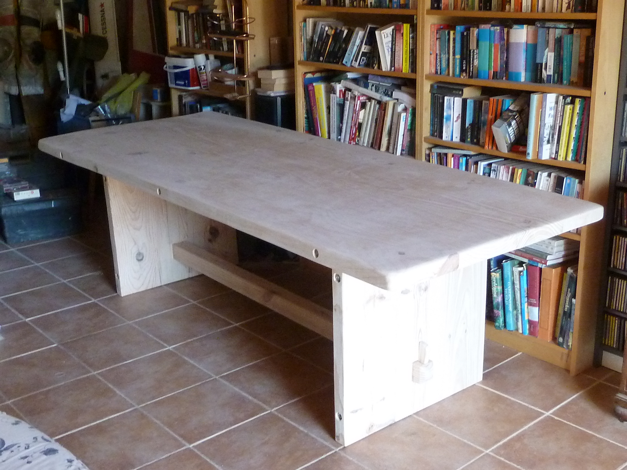 Our beautiful new table just waiting for Danish oil to bring out the colour of the wood.