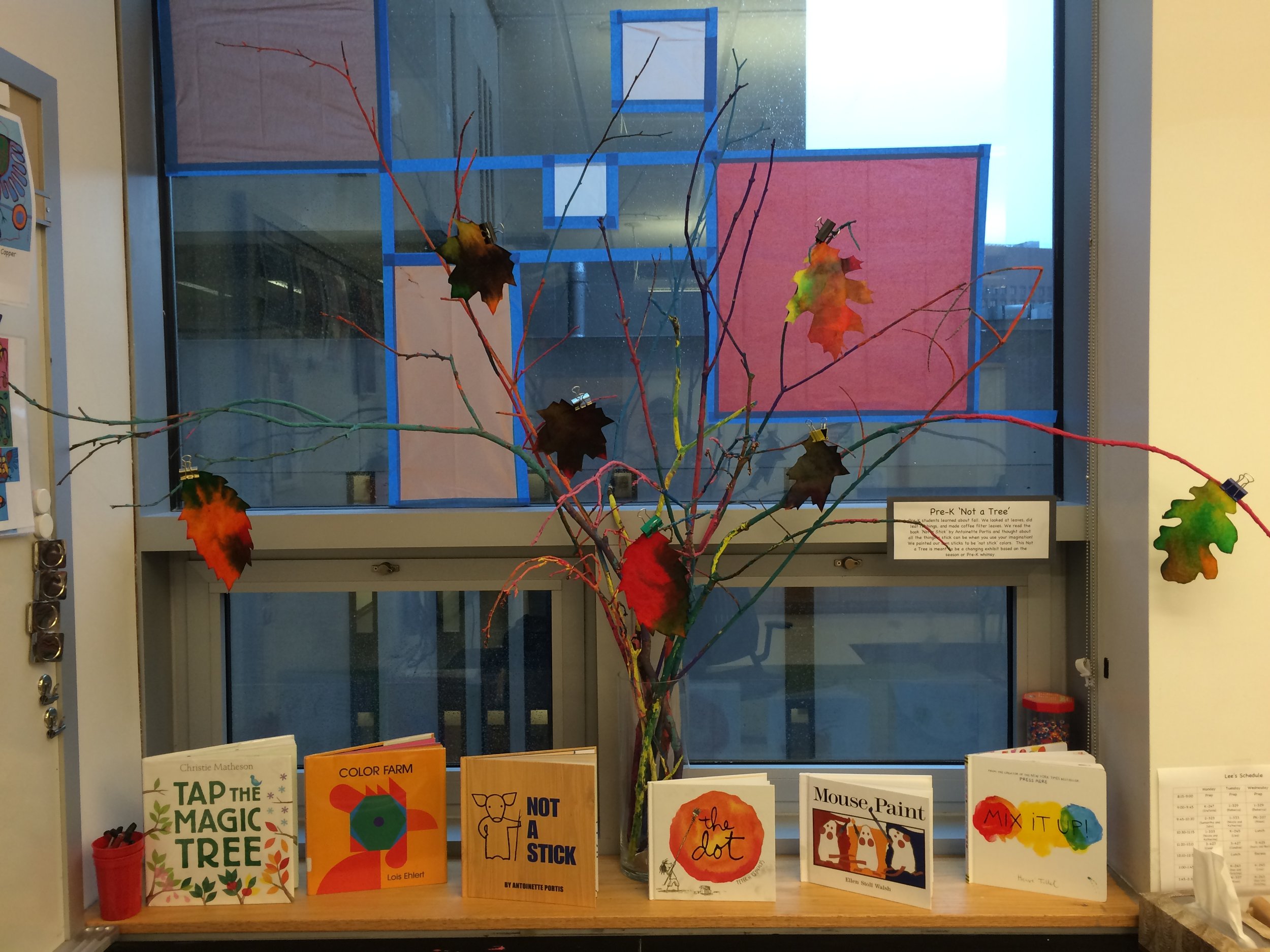 I usually display books that I read and use for projects throughout the year. 