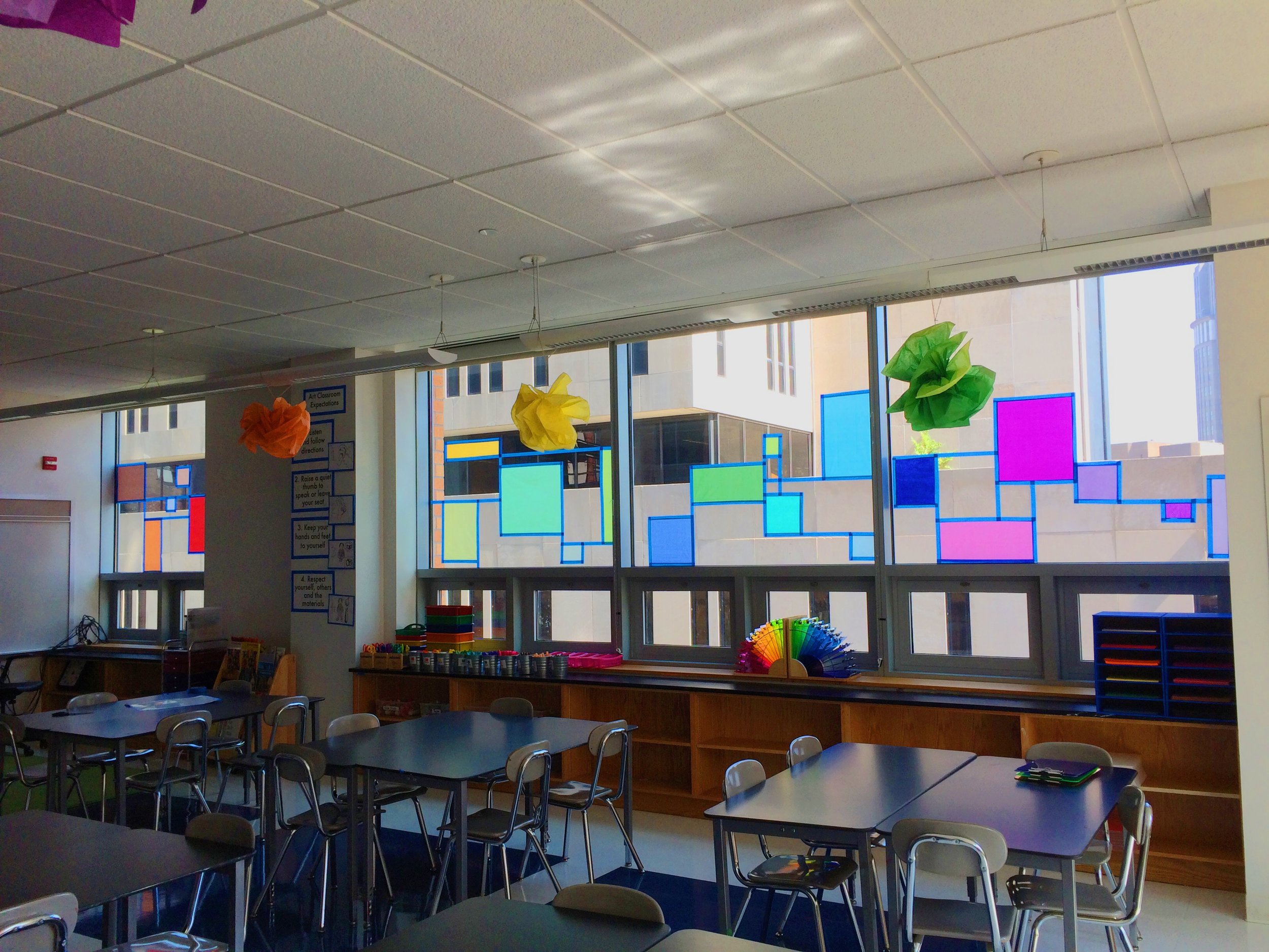 Our Mondrian windows (sometimes you just see something neat on the internet and you have to emulate it). ;) 