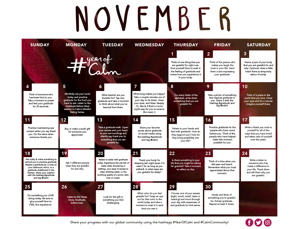 30 days of gratitude — Calm Blog 30 days of gratitude — Calm Blog