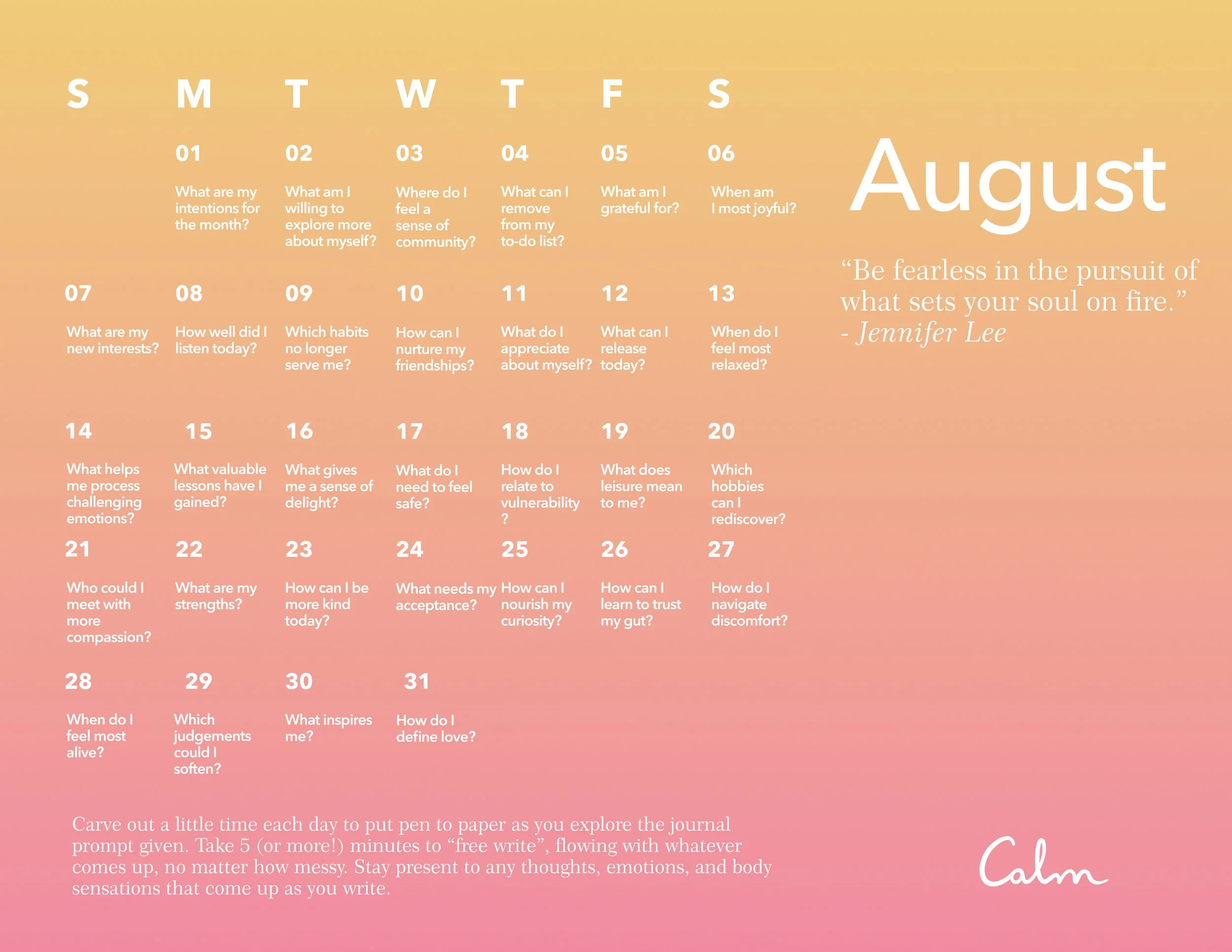 August 2022 Calm Calendar — Calm Blog