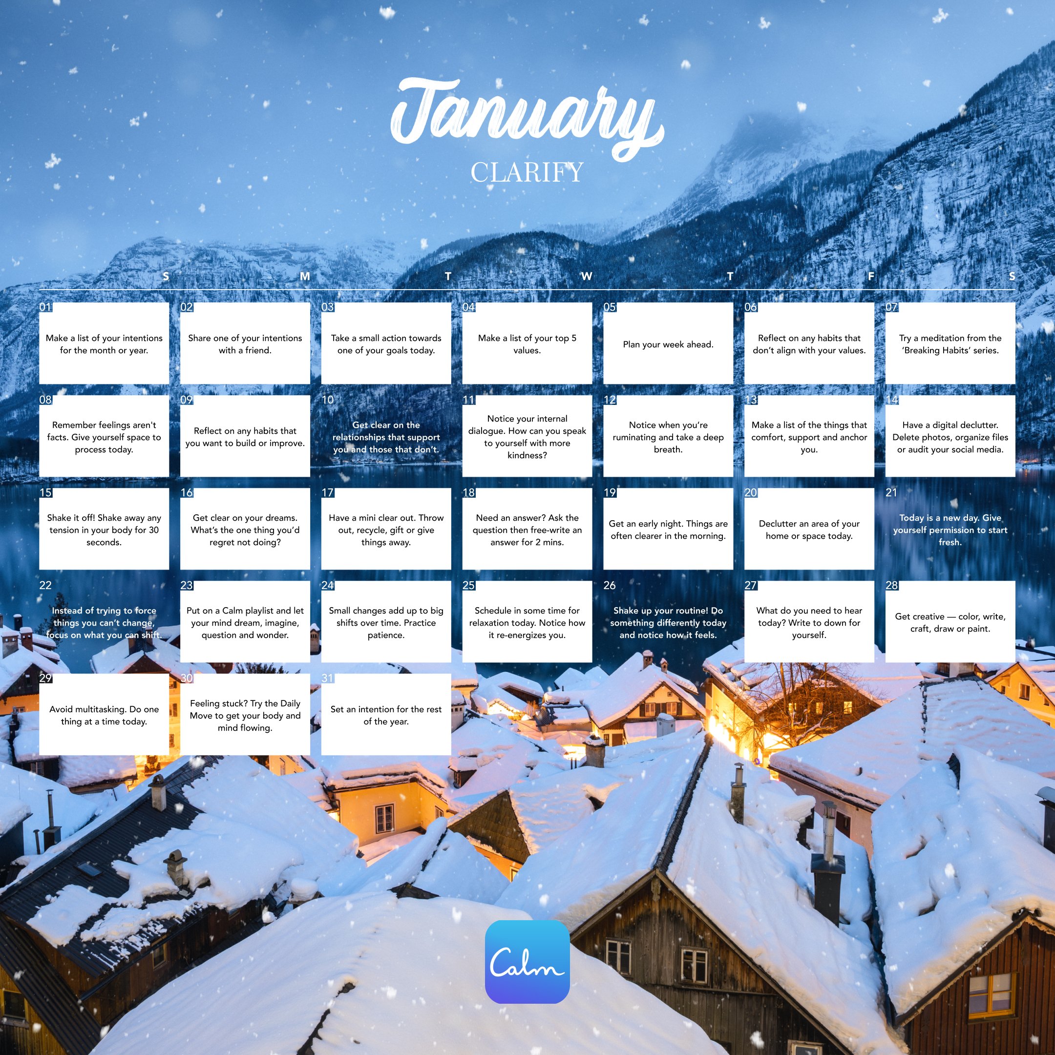 January 2023 Calm Calendar: meet the New Year with clarity — Calm Blog