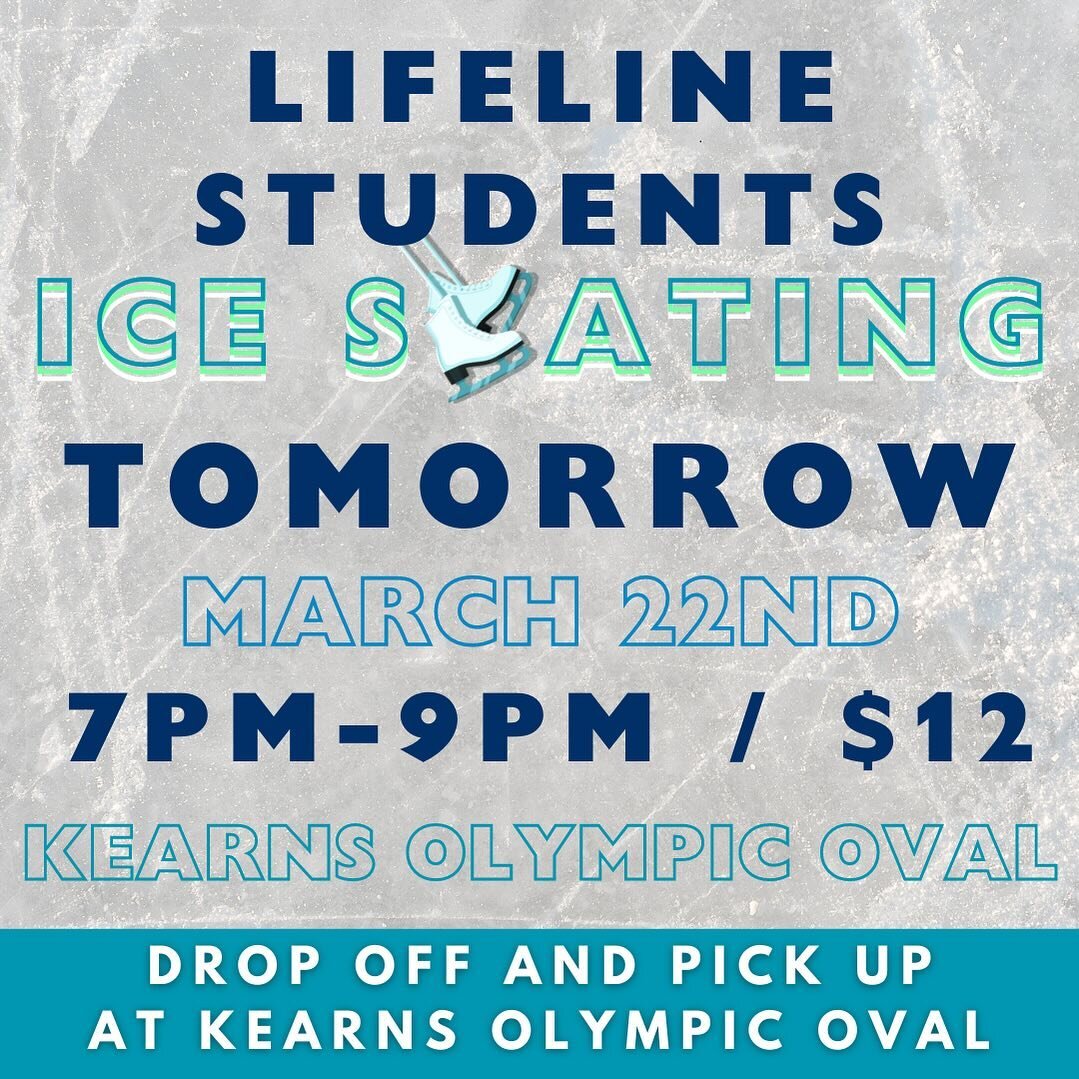 Students! Join us tomorrow night for some ice skating at Kearns Olympic Oval! 7pm-9pm. See you there and don&rsquo;t forget the waiver!