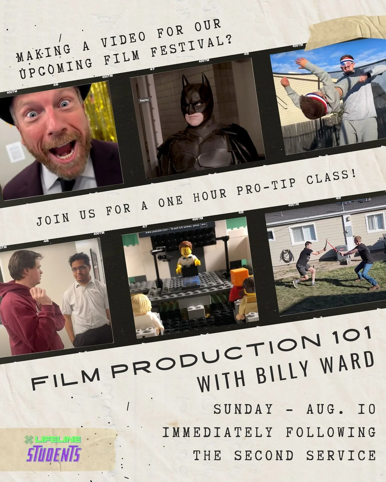 Are you planning on making a video for our upcoming film festival? Come get some super helpful film production info from @billymward himself! He will teach us tips and tricks for making a fun, creative, and well produced film!
