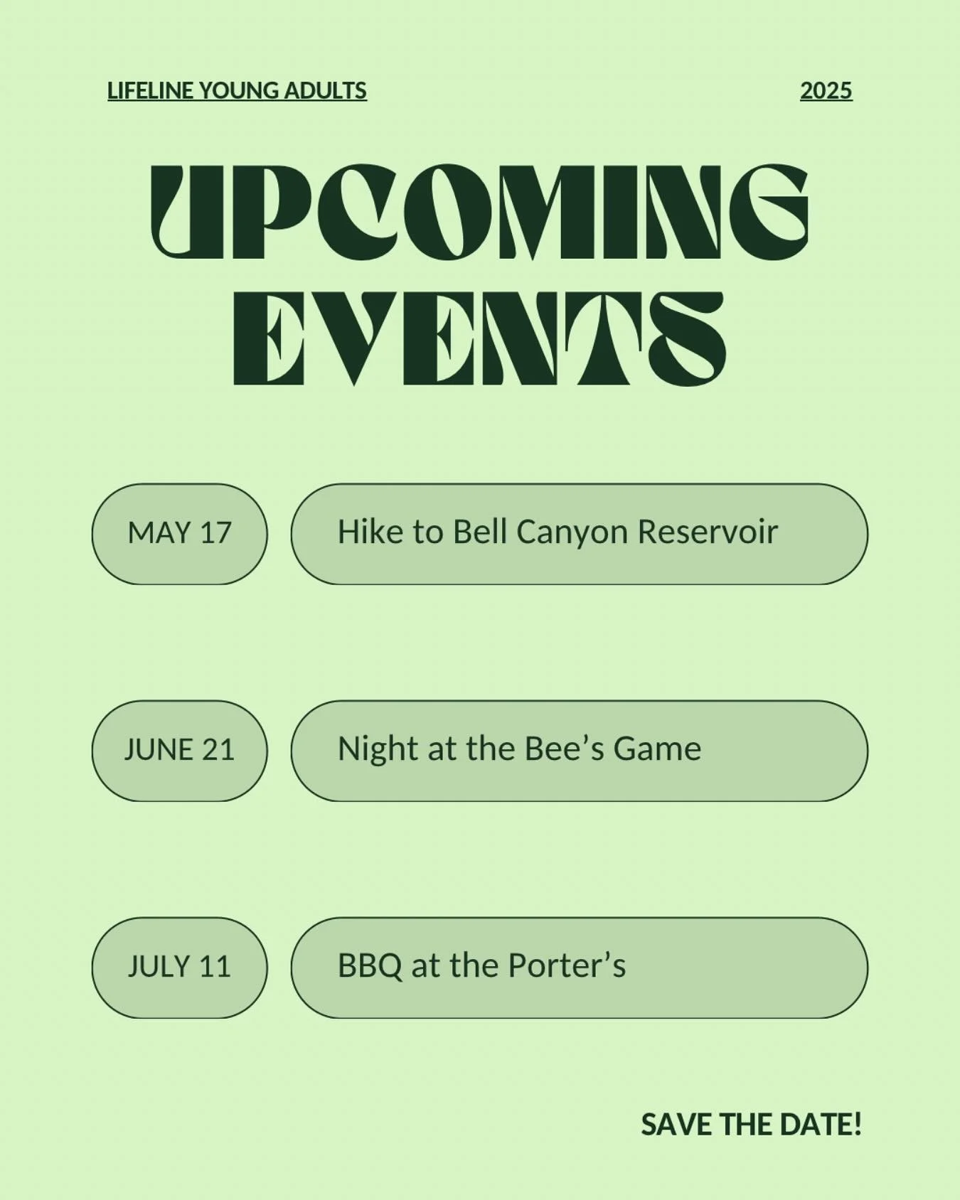 ⬆️ Upcoming Events ⬆️ 
More details to come but until then save the dates for some fun events we have on the horizon 🎉