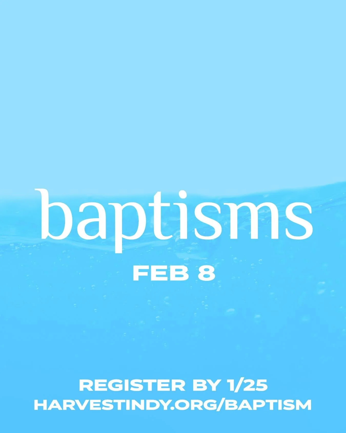 Is believer&rsquo;s baptism your next &lsquo;yes&rsquo;? The next opportunity for baptism is on February 8th. Register on the Church Center app by January 25th.