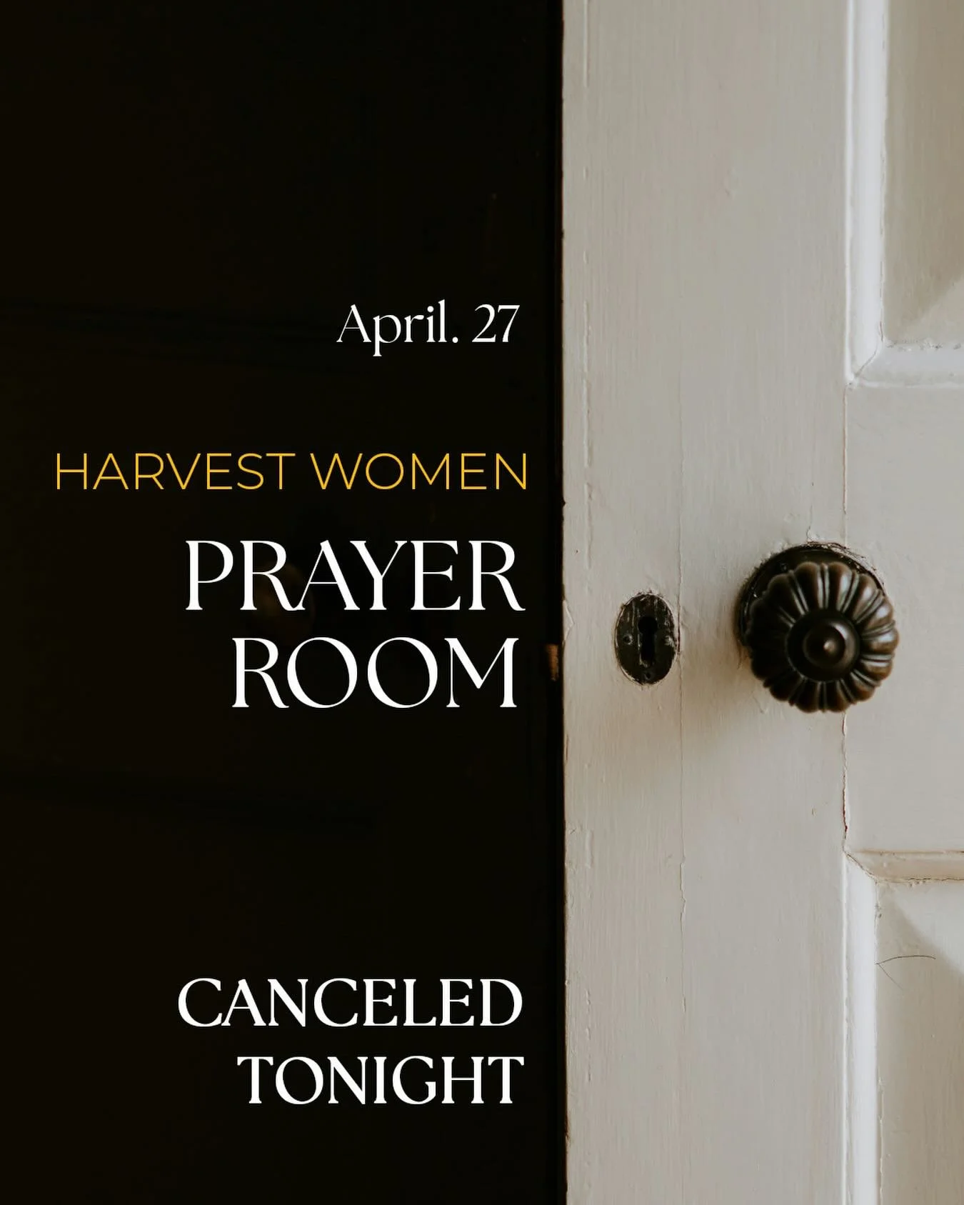 Due to an abundance of caution with this evenings predicted weather, our Prayer Room this evening will be canceled. Thank you for your flexibility!