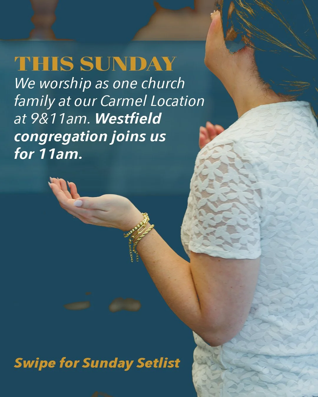 With Westfield congregation joining us at 11am THIS SUNDAY, we have the opportunity to worship together as one church family at our Carmel Location - 14550 River Road. Be sure to arrive early to check in your kids, grab a coffee, and find a seat - re
