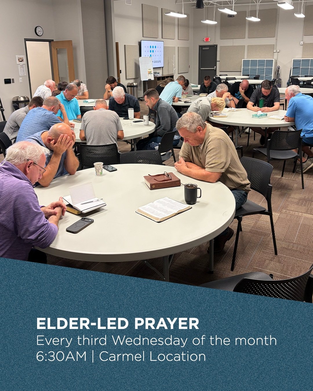 Today was our first elder-led prayer. On the third Wednesday of every month, men and women are invited to join our elders in prayer for the lost across Central Indiana and for God to mobilize the people of Harvest to a prayerful pursuit of those who 