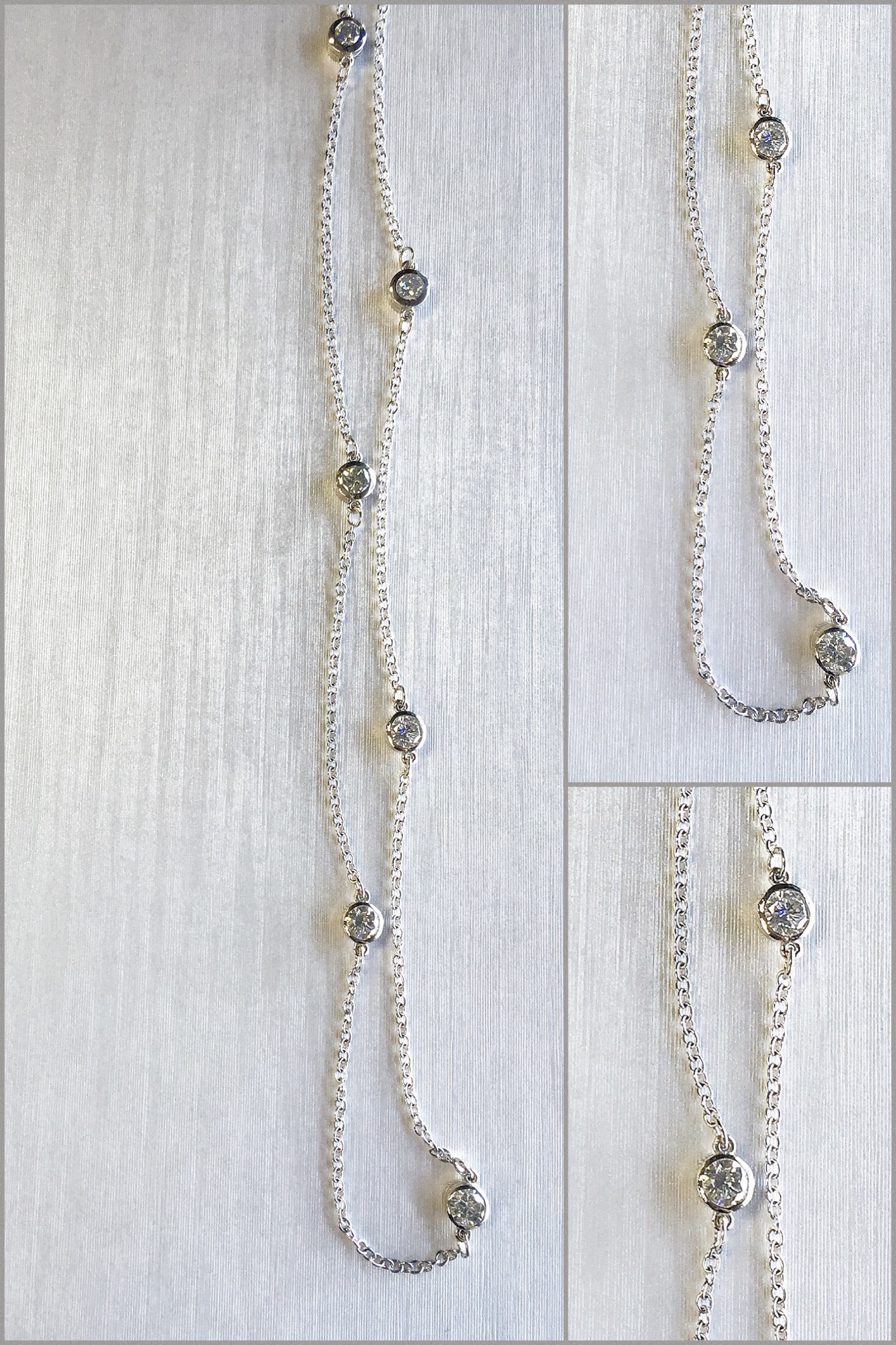 14K White Gold Diamonds By The Yard Necklace made with Customers Diamonds.