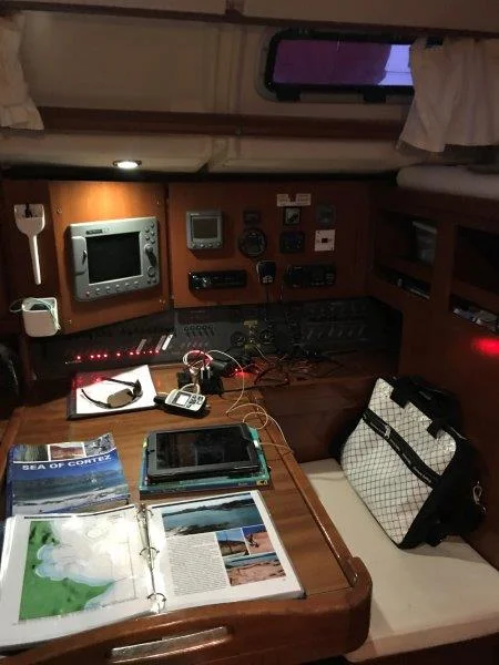 At the nav station on the Dufour 455