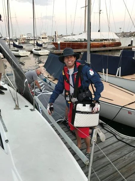 Rigo climbs aboard