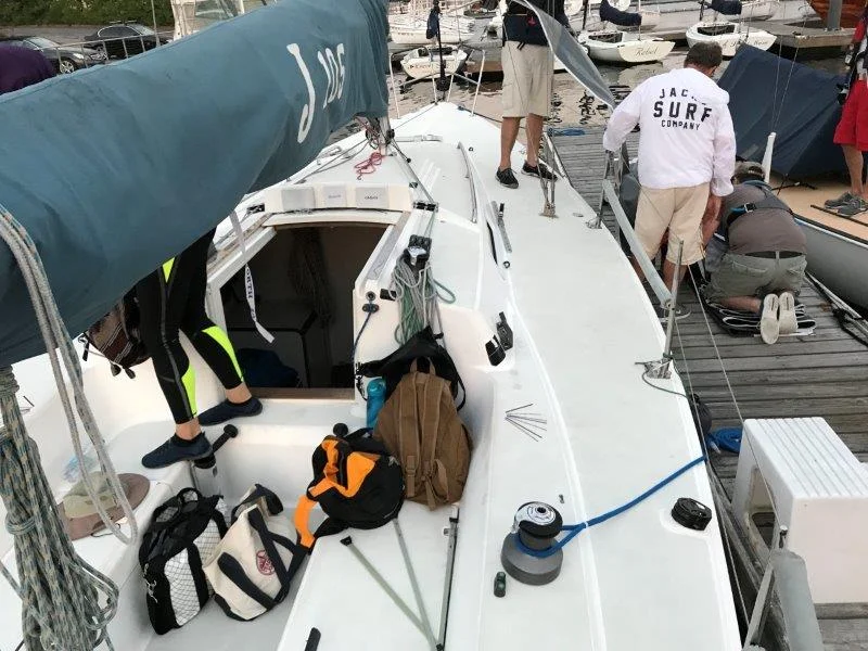 And we bend on the headsail.