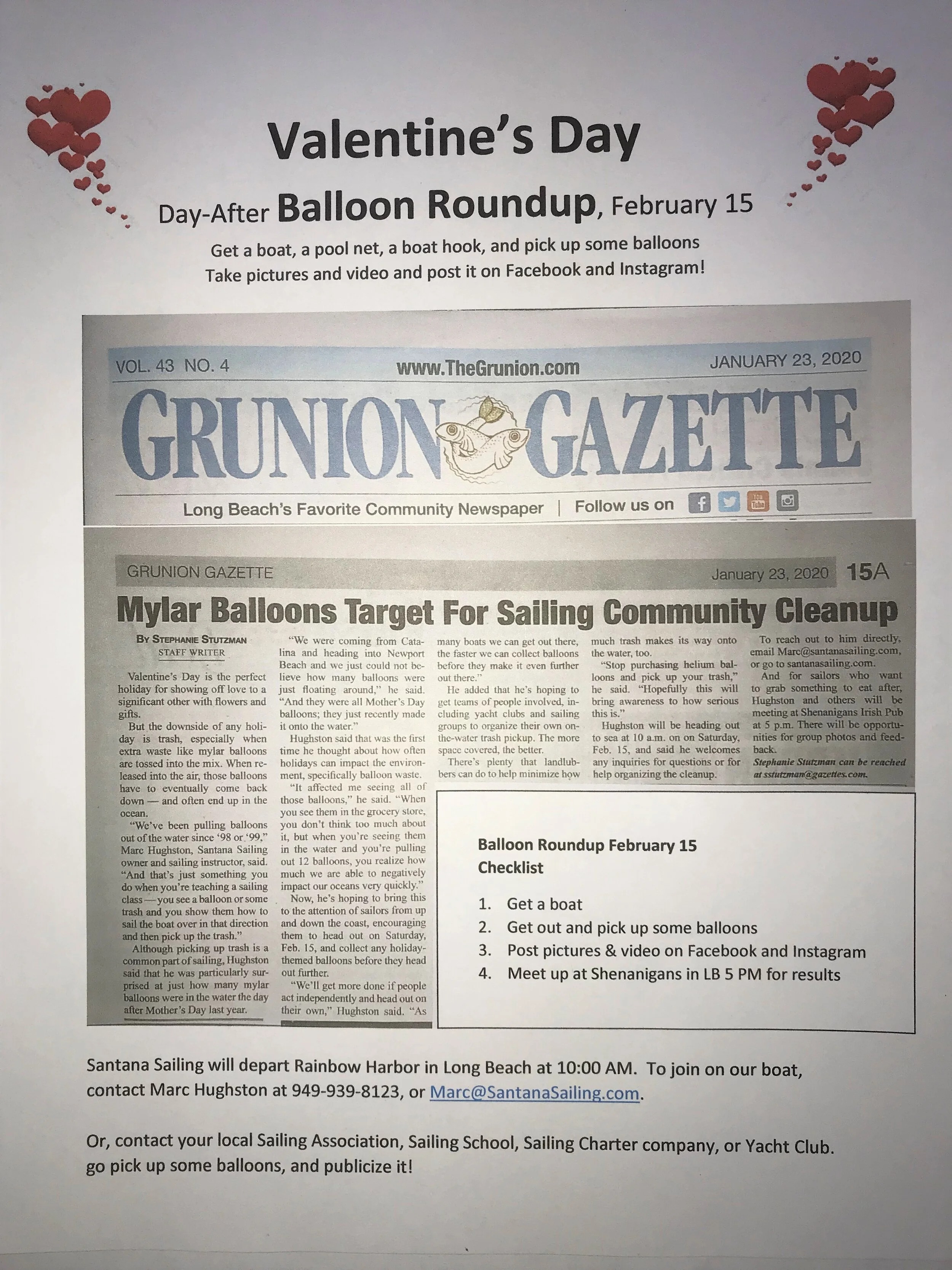 Handing out this flyer today to Marina Sailing, Shoreline Yacht Club, and the Shoreline Marina office.
