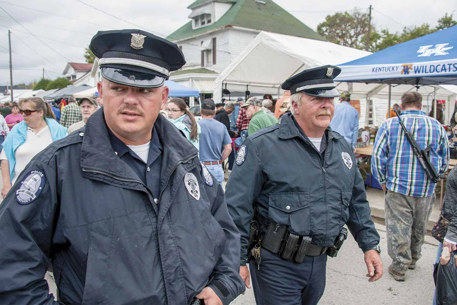 MSPD officers are required to work 12-hour shifts during Mount Sterling’s Court Days Festival. The festival draws approximately 200,000 people to the community over the course of four days. Last year MSPD handled 298 complaints relating to the festival. (Photo by Jim Robertson)
