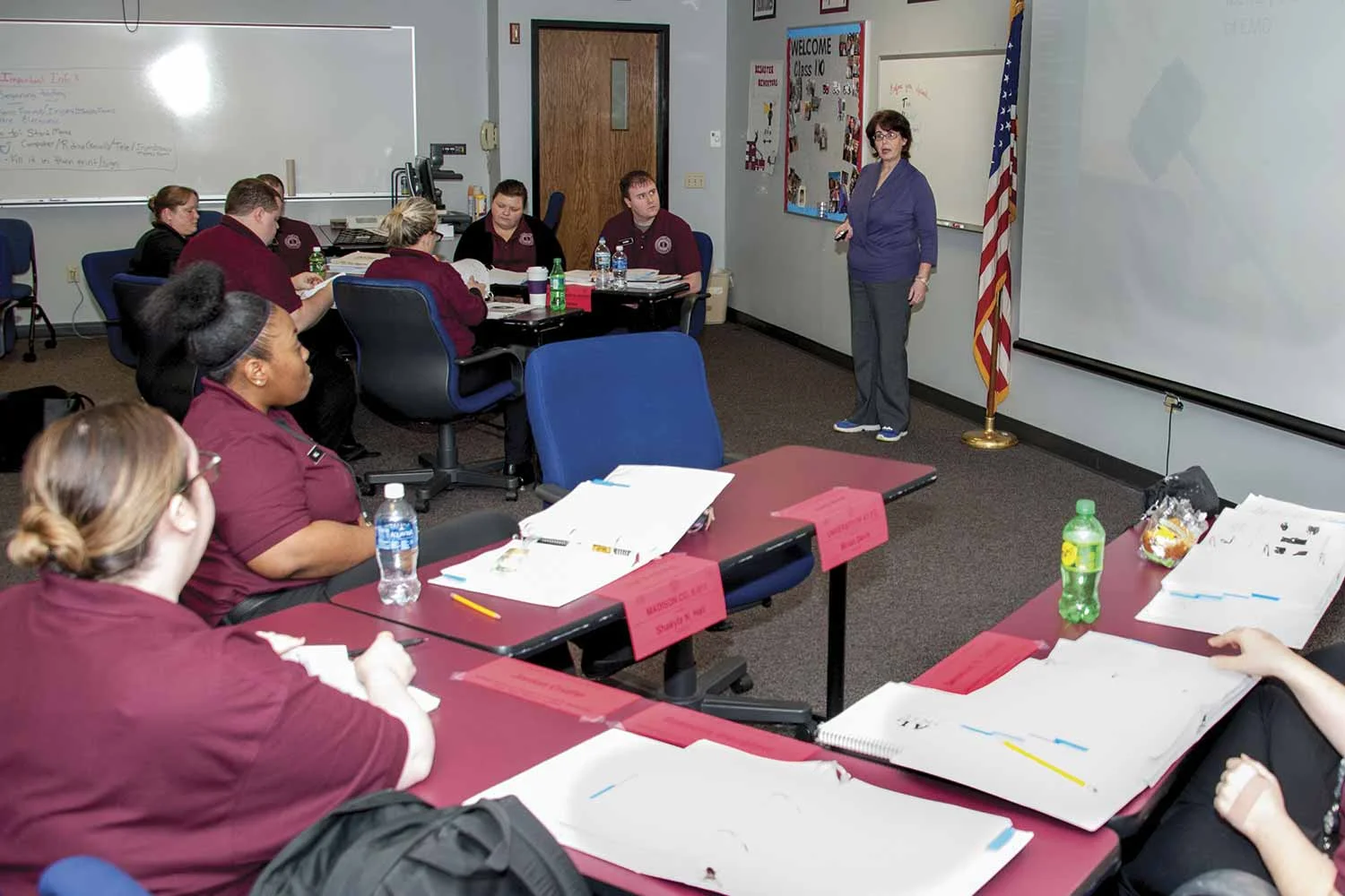Shawn Herron and the other legal section instructors, provides legal instruction to nearly every type of student that passes through DOCJT. In Public Safety Dispatch Academy classes like this one, Herron teaches students basic intro to law, legal issues related to emergency medical dispatch and what happens in court, should they be called to court to testify. (Photo by Jim Robertson)