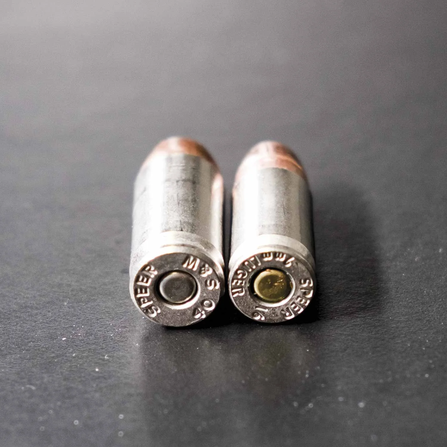 .40-caliber bullet shown on the left.