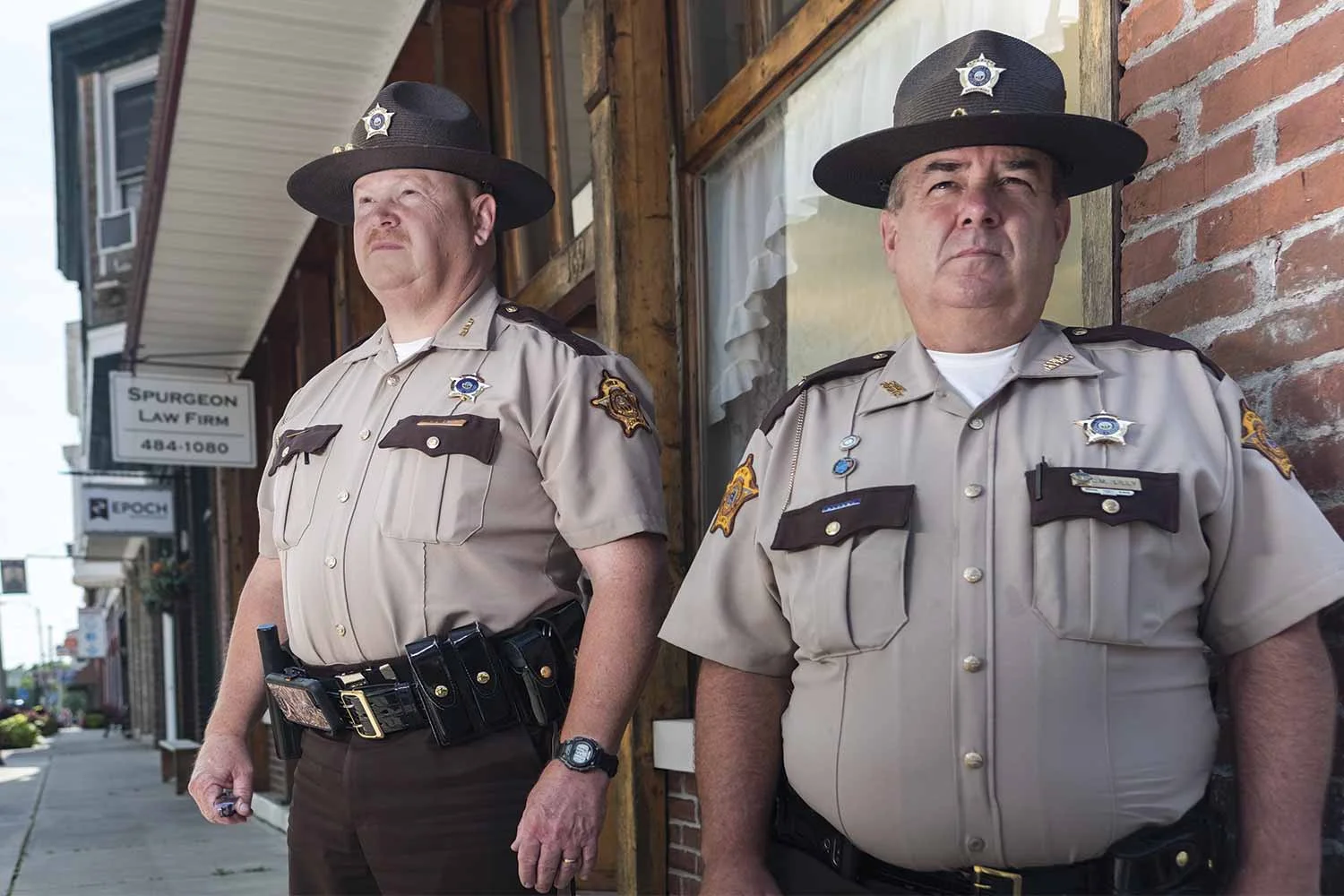 Owen County Sheriff Mark Bess, left, and Chief Deputy Marty Lilly believe building a good rapport with the community is key for small-town police agencies. (Photo by Jim Robertson)