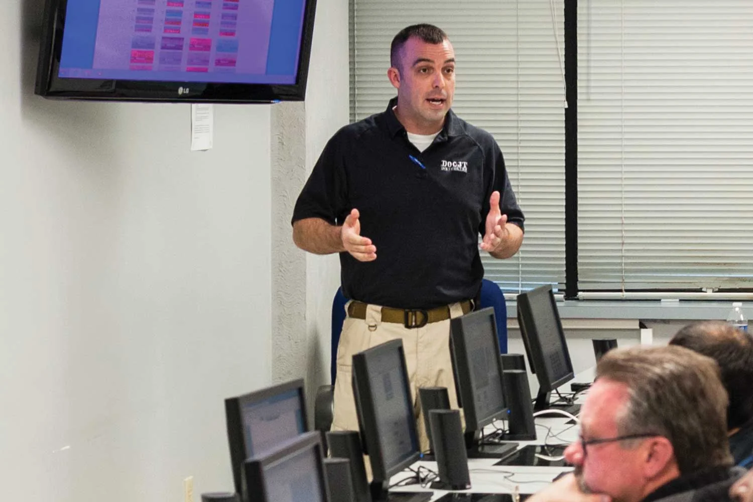 DOCJT Training Instructor Eric Long knew early in his career that teaching other law enforcement officers was something he wanted to do, and committed himself to excelling in his policing career to have something valuable to teach others. (Photo by Jim Robertson)