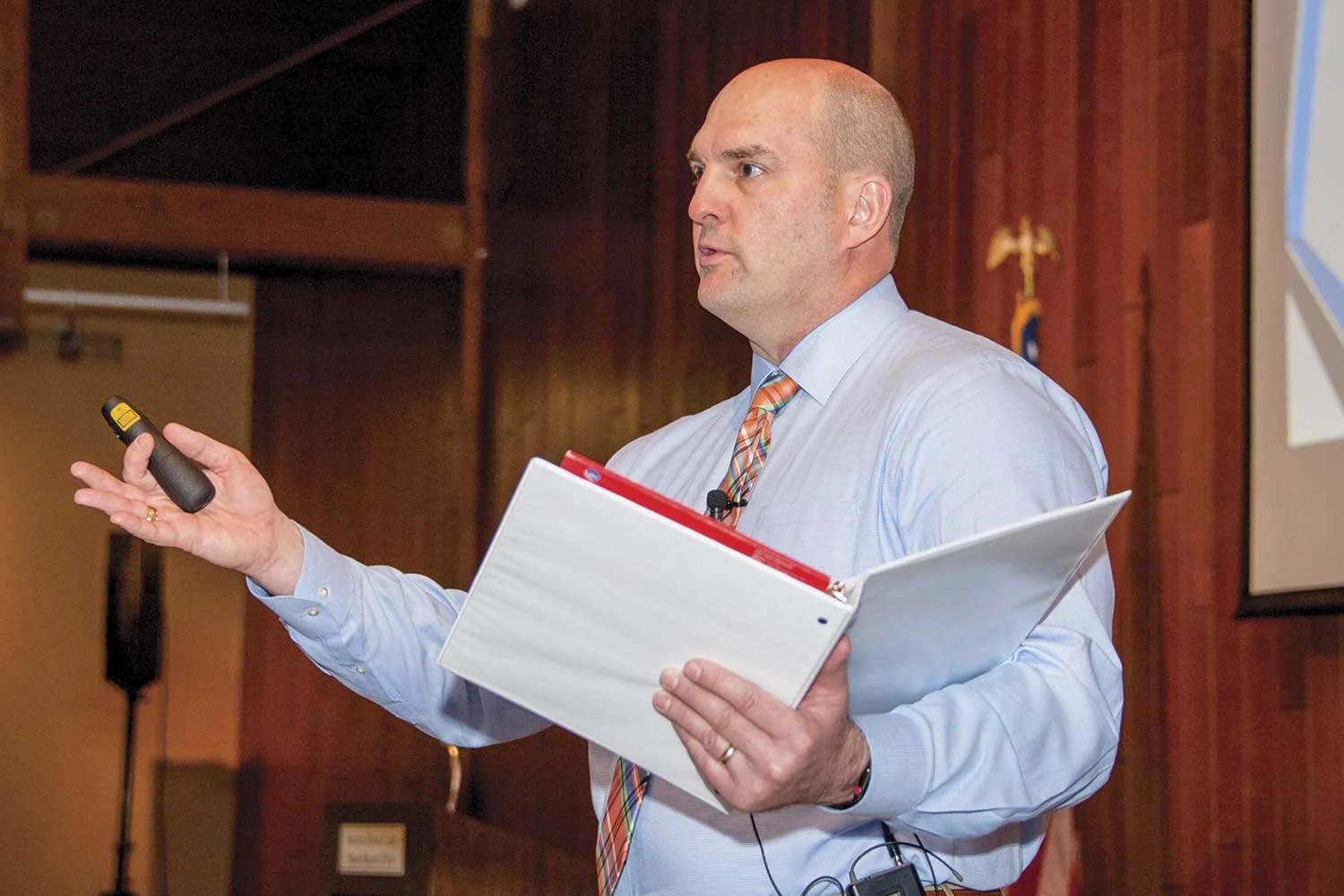 DOCJT Patrol Tactics Section Supervisor Shannon West presented on school safety and security measures during a recent Current Leadership Issues for Mid-level Executives course in Barren River. (Photo by Jim Robertson)