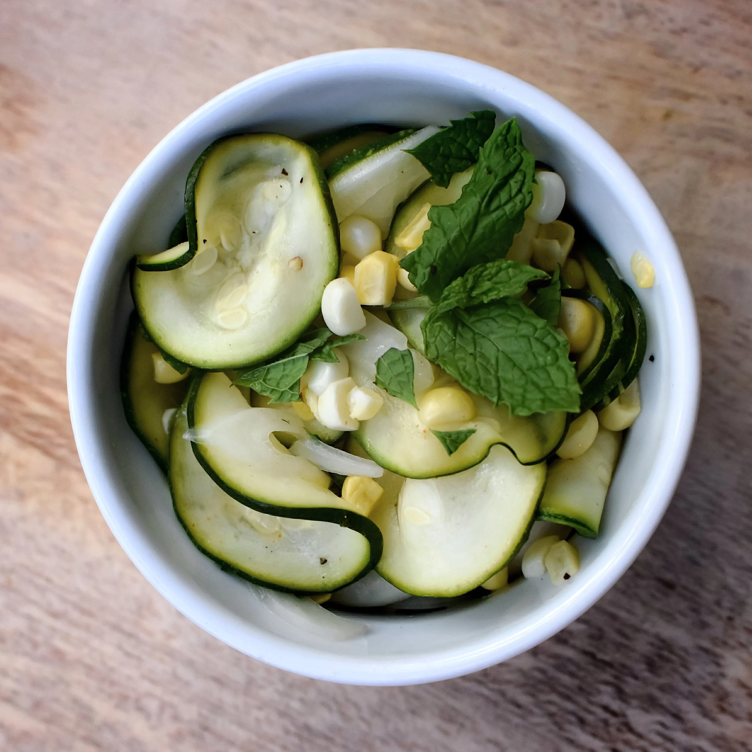 Quick Zucchini "Pickles" With Summer Corn and Mint