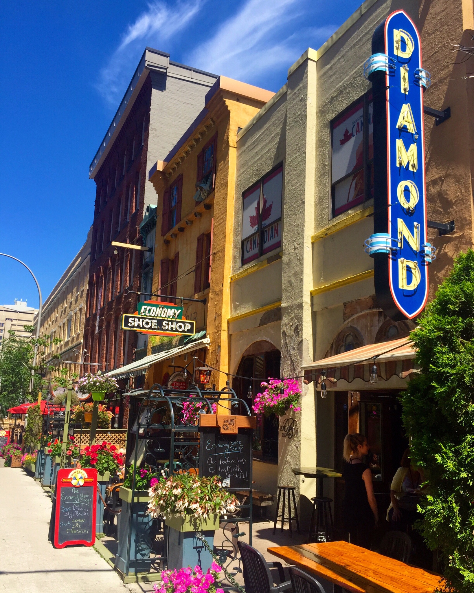 Argyle Street, in the heart of Halifax, Nova Scotia, is lined with cozy pubs, eccentric bistros (i.e. the iconic Economy Shoe Shop , a cafe and bar that takes its name from a salvaged neon sign that hangs from the side of the building) and plenty of options for dining al fresco on a gorgeous summer day.
