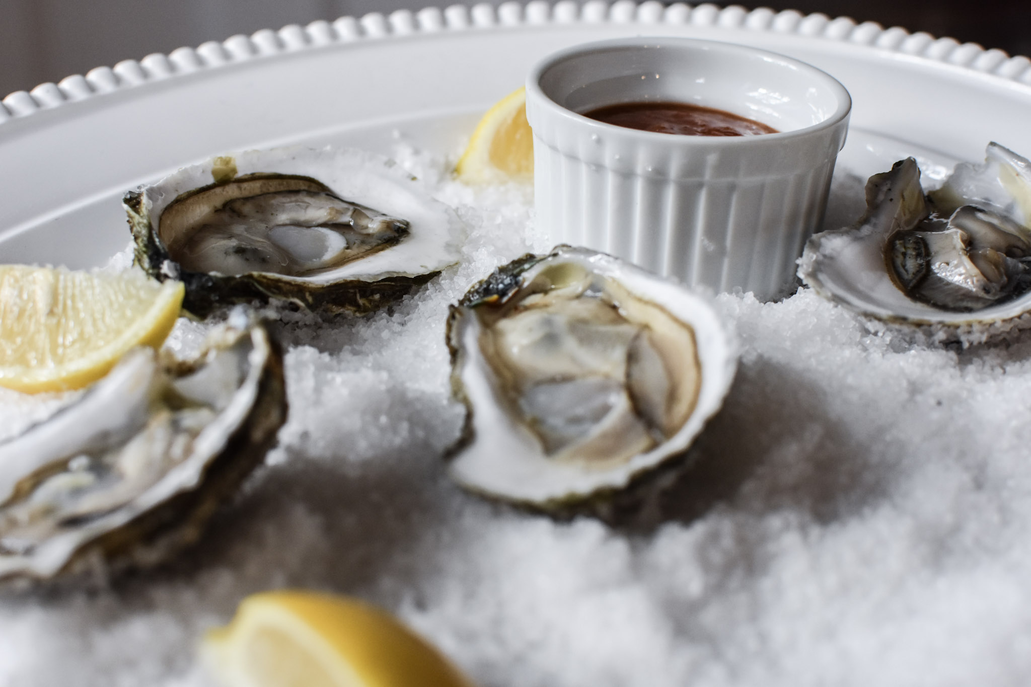 Island Creek Oysters are, simply put, the finest bivalves in the world, and can be shipped overnight (free of charge!) to any location in the United States. If I don't have time to make a mignonette (1/4 cup champagne vinegar, two tablespoons of minced shallot, a pinch of sugar and salt and pepper to taste), I prefer to serve my oysters with S&F Bloody Mary cocktail sauce.