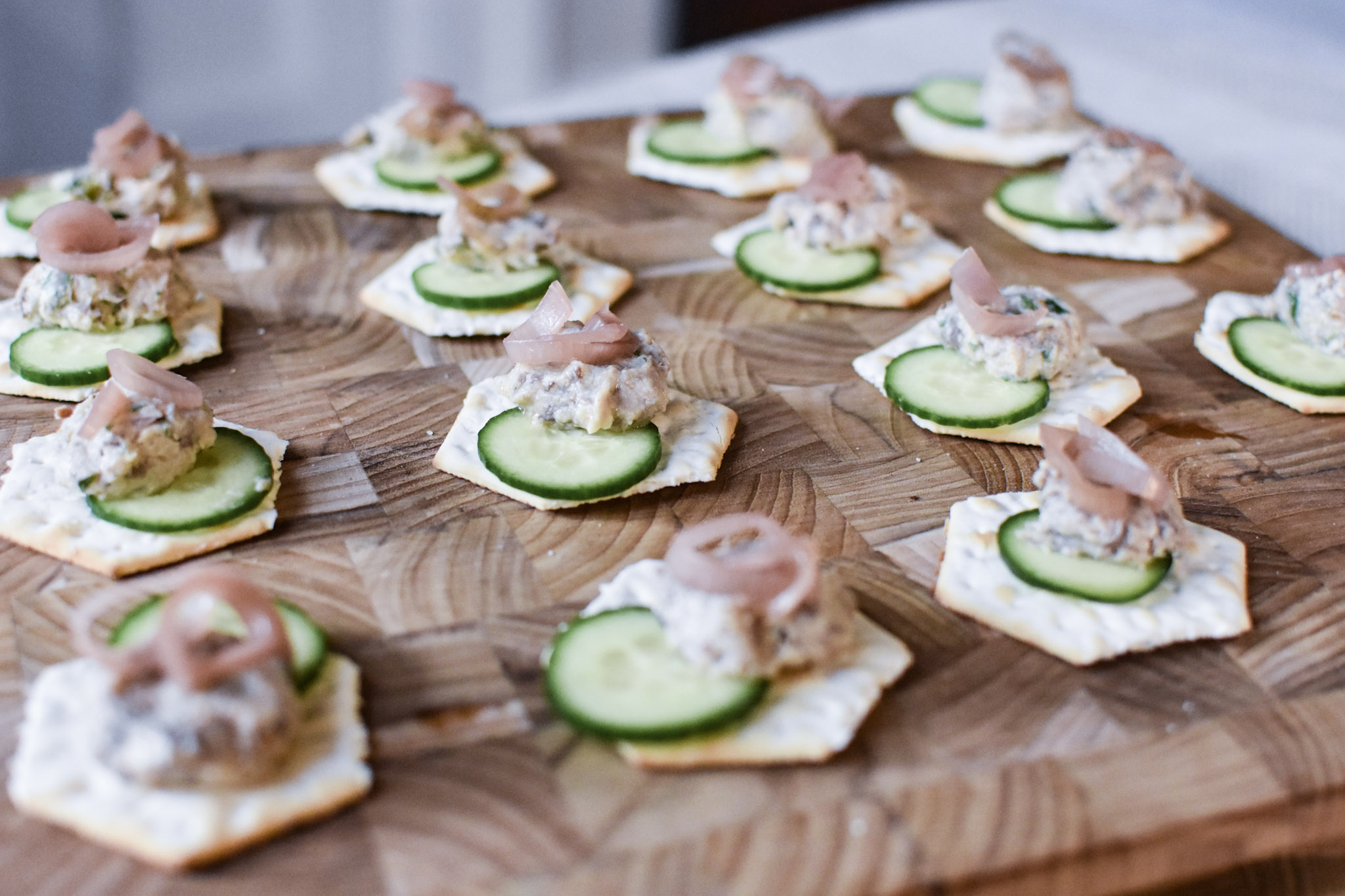 I use my indispensable mandolin to create perfectly uniform cucumber slices in less than a minute.